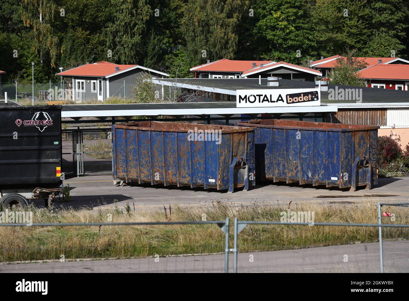 Abriss des Folkets Park in Motala. Hier werden Vorbereitungen für einen möglichen Bau im Zusammenhang mit den zukünftigen Investitionen von Lalandia getroffen. Stockfoto