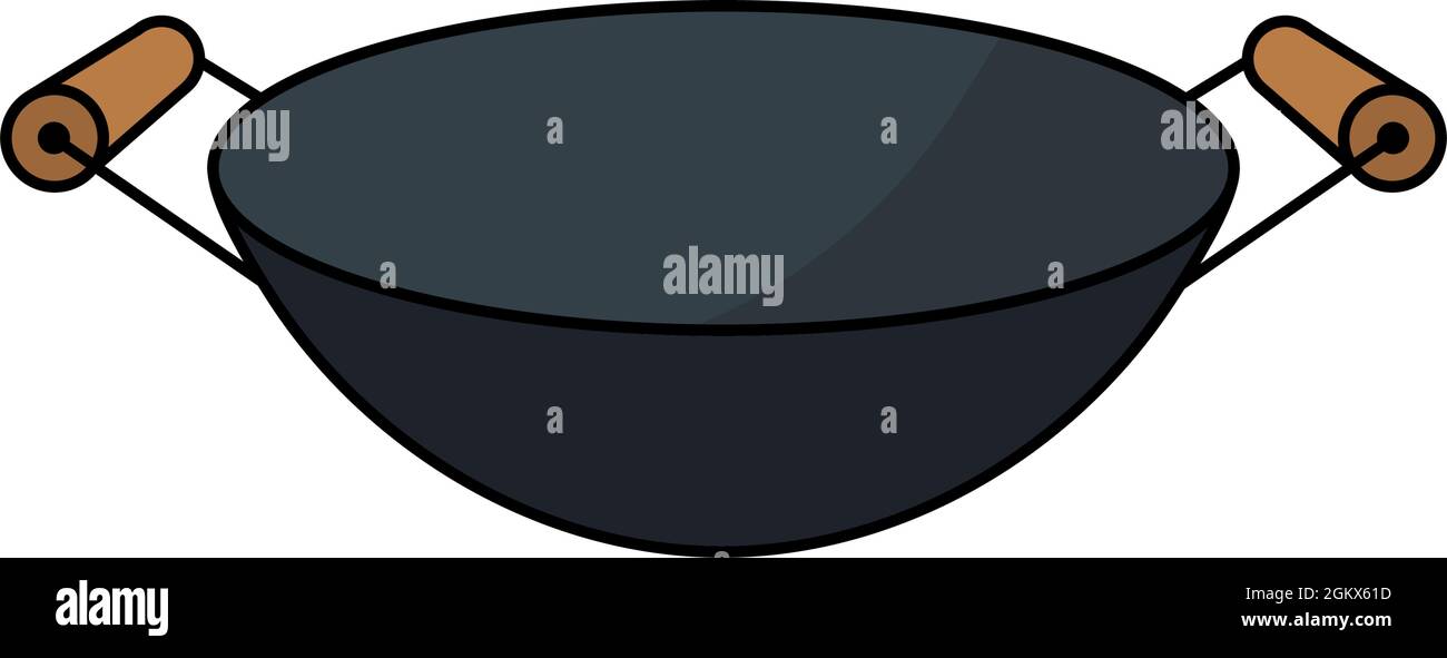 Wok-Bratpfanne oder chinesischer Kochtopf im Vektorsymbol  Stock-Vektorgrafik - Alamy