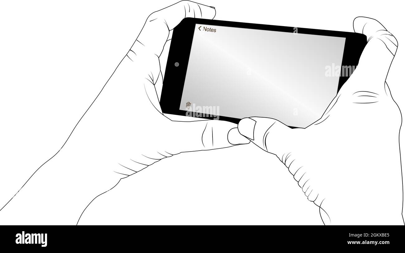 Verwenden eines Telefons, leeres Smartphone-Display, halten Handy Vektor Stock Illustration. Stock Vektor