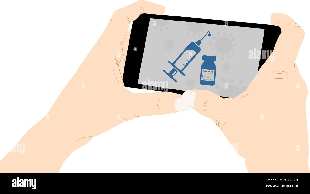 Gesichtsmaske, Coronavirus, Ihness, Impfstoff, Spritze Stock Vektor