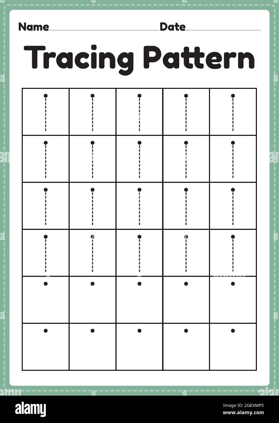Arbeitsblatt zur Verfolgung von Muster für stehende Linien für Kindergarten-, Vorschul- und Montessori-Schüler zur Verbesserung der Handschriftenpraxis in einer printa Stock Vektor
