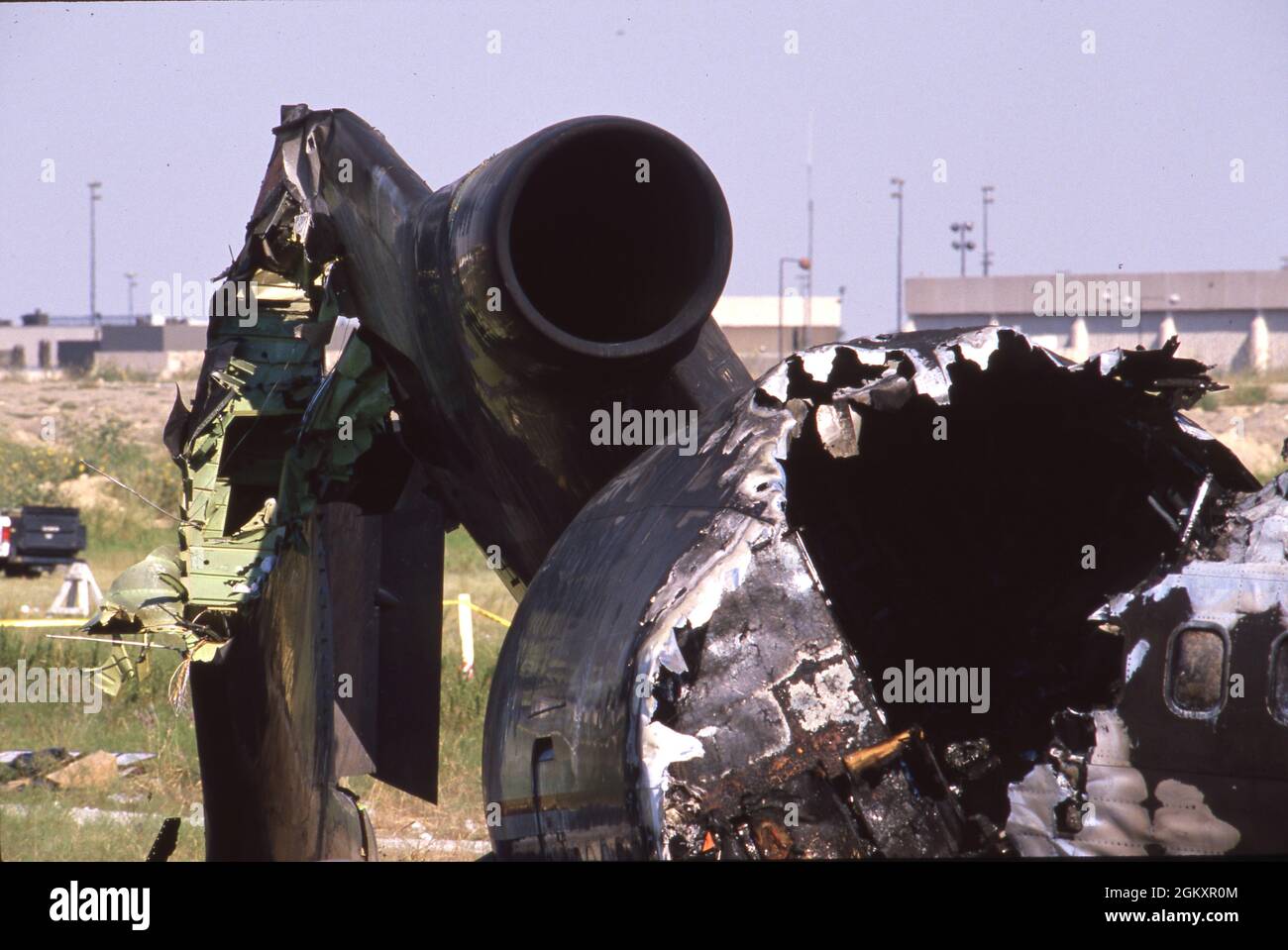 ©1985 Absturz von Delta Airlines Flug 191 am DFW Flughafen im Jahr 1985, bei dem ein Dutzend Passagiere ums Leben kamen. Stockfoto