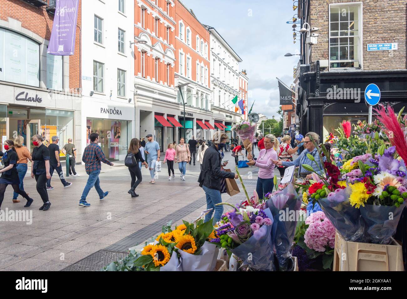 Blumenstände, Grafton Street, Dublin, Republik Irland Stockfoto