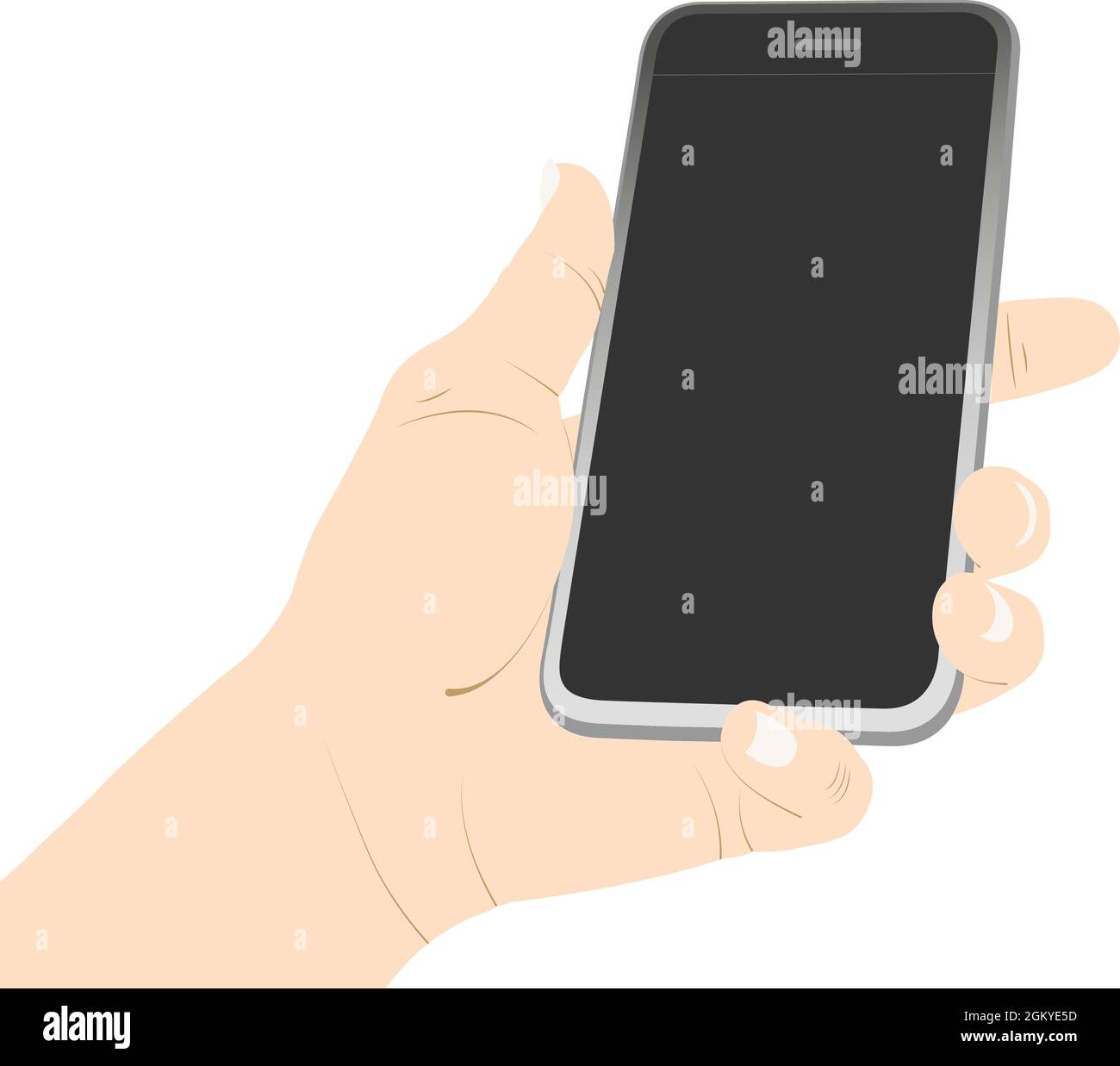 Telefonbildschirm, leerer Bildschirm, Telefon halten, Smartphone, Telefon, Nachricht, leer, flach, leer, Bildschirm-Vektormaterial. Stock Vektor