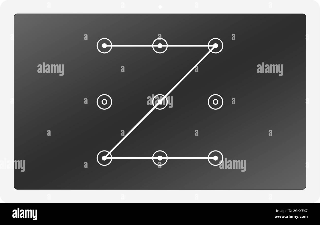 Bedienung des Tablet-Sicherheitsmusters, Entsperren, Sperren, Eingabe des PIN-Codes, eingebrachter Schutz, Abbildung des Tablet-Sicherheitsvektors Stock Vektor