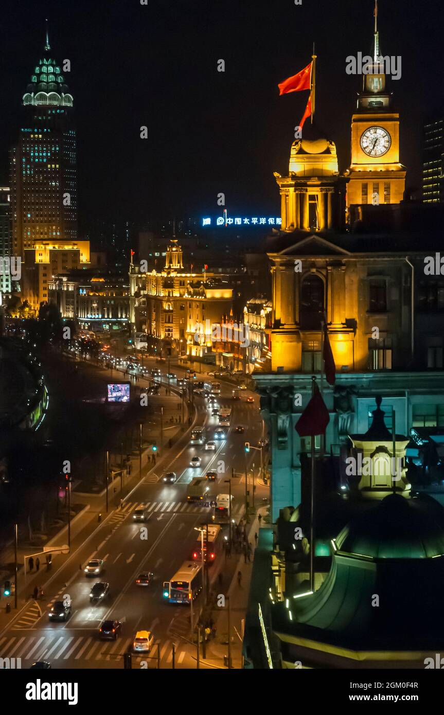 Der Bund in der Nacht, Shanghai, China Stockfoto Der Bund in der Nacht, Shanghai, China Stockfoto