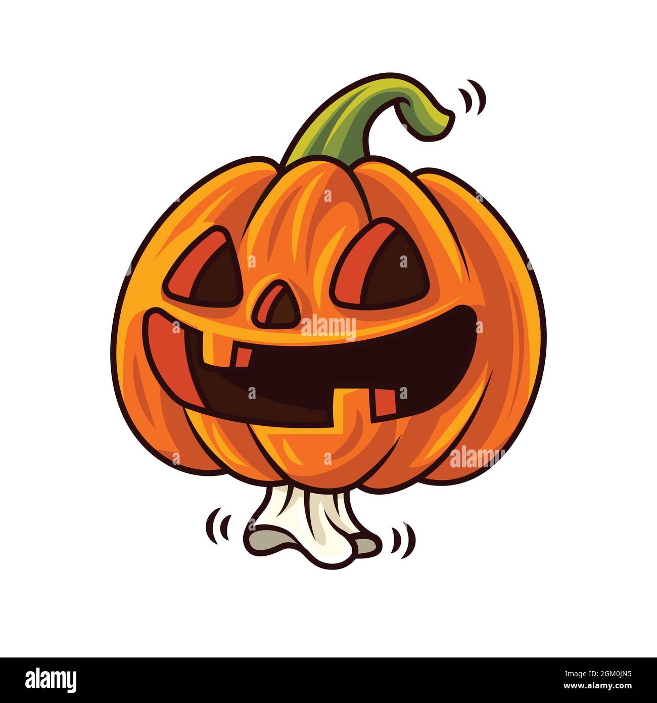 Frohe Halloween. Cartoon niedlichen Kürbis Geist mit verrückt lachen. Vektor-Maskottchen. Stock Vektor