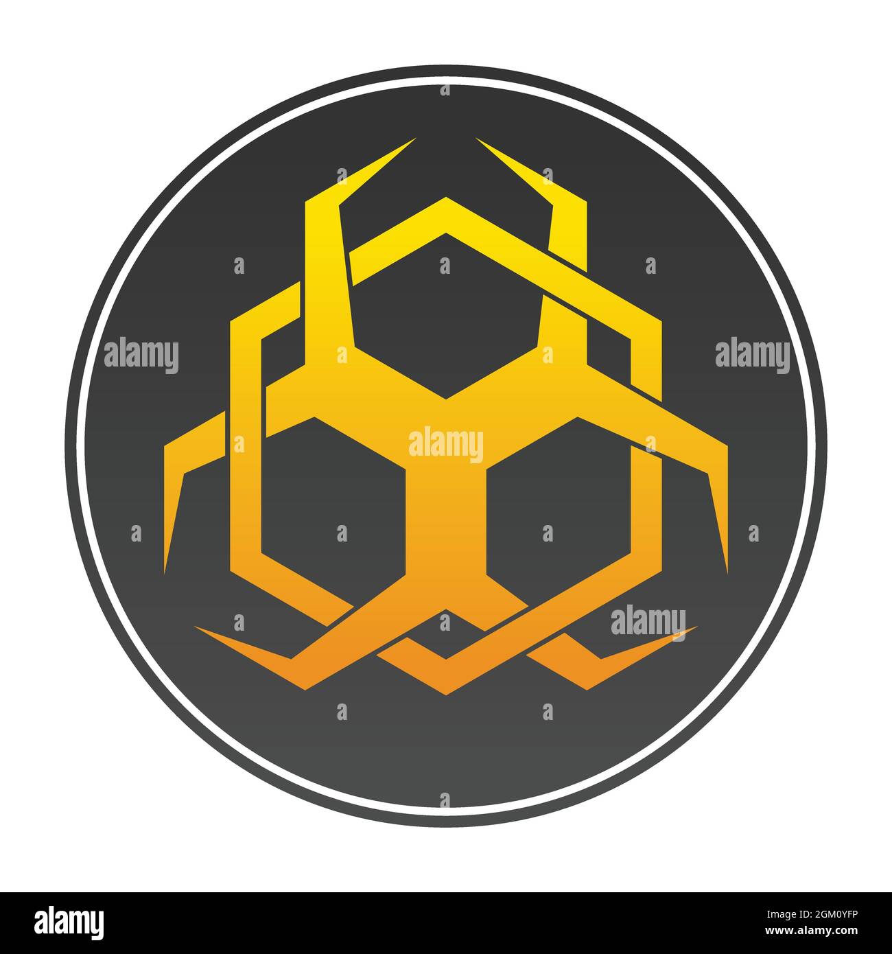 Biohazard Symbol Vektor-Design mit sechseckigen geometrischen Figuren Stock Vektor