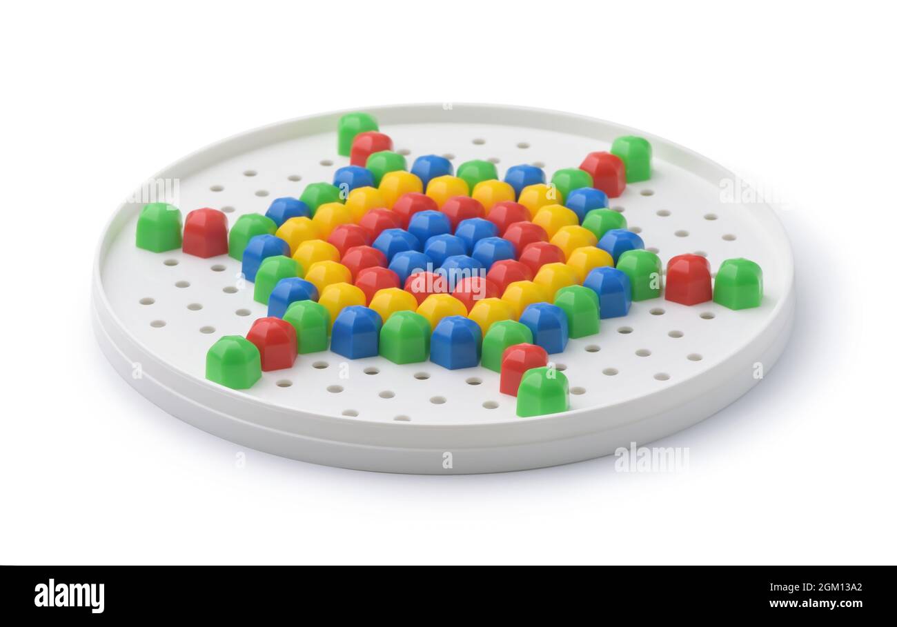 Bunte Kunststoff Mosaik Puzzle isoliert auf weiß Stockfoto