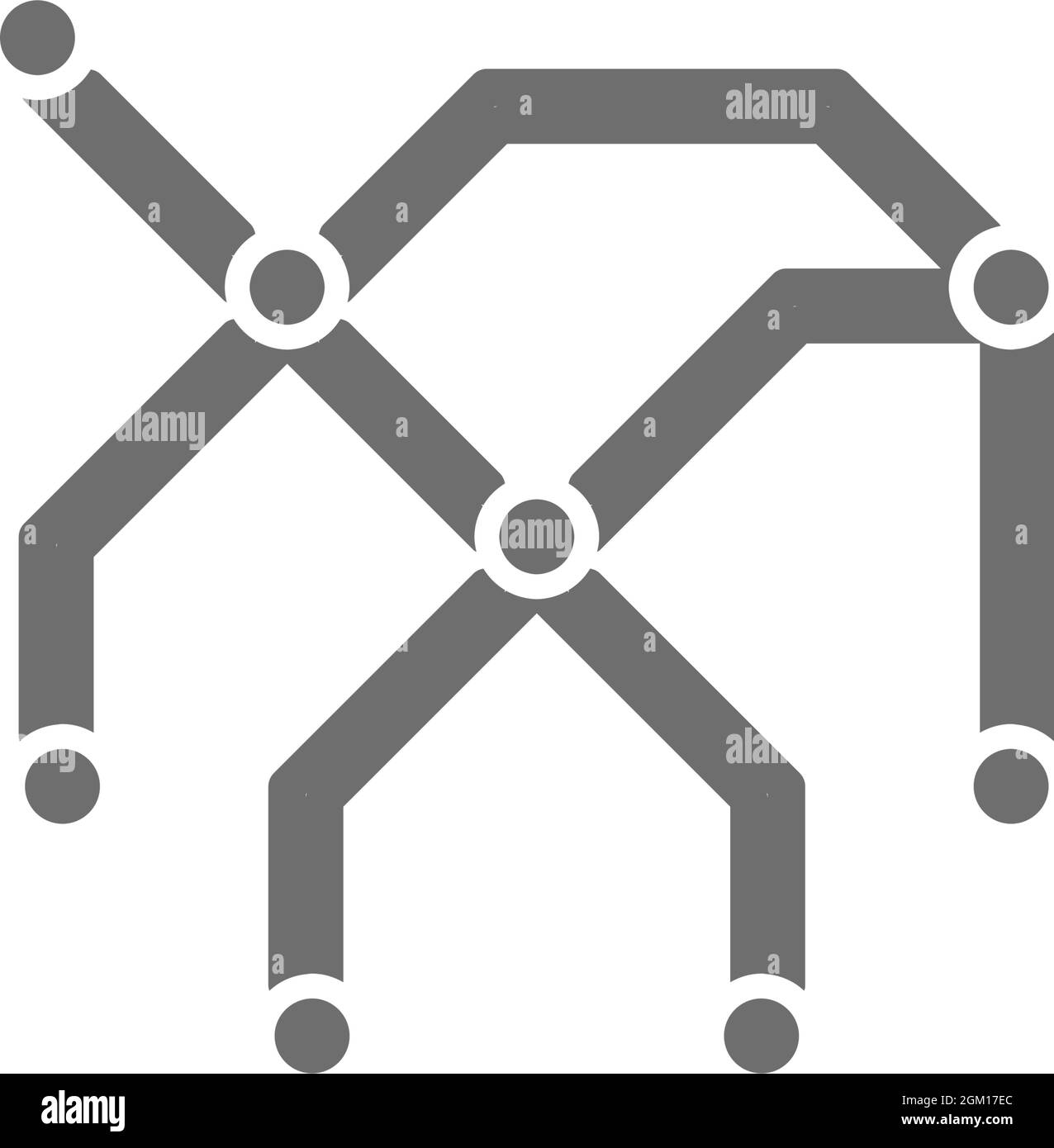 U-Bahn-Karte, Bahnhöfe, graues Metro-Symbol. Stock Vektor