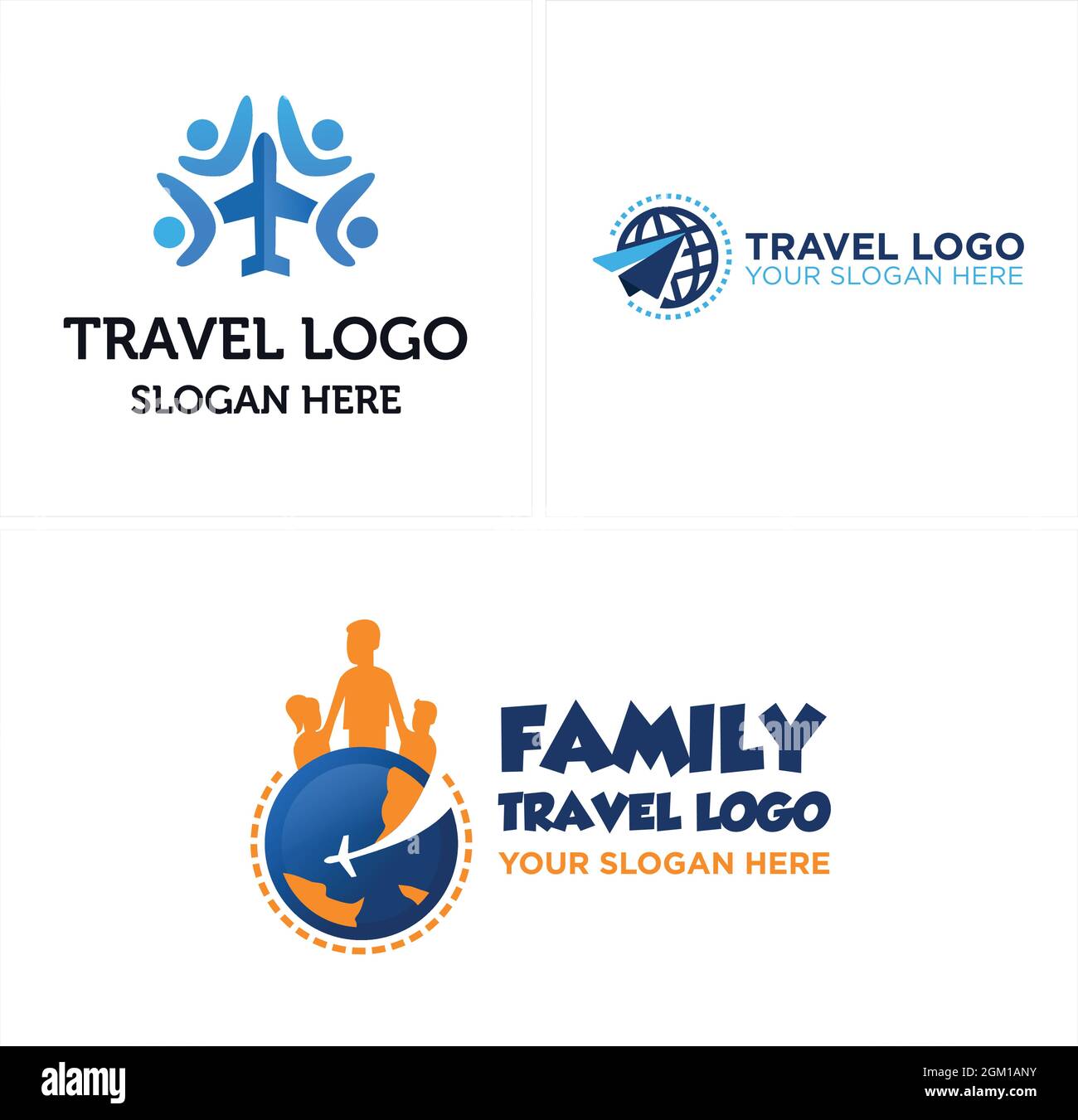 Logo für Reiseflugzeuge im globalen Urlaubslogo Stock Vektor