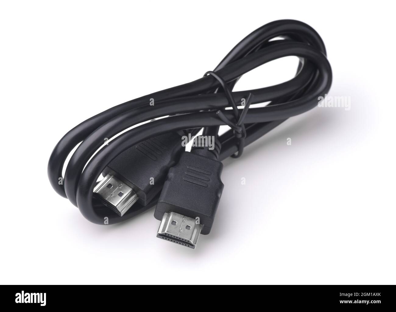 HDMI-Kabel isoliert auf weißem Stockfoto