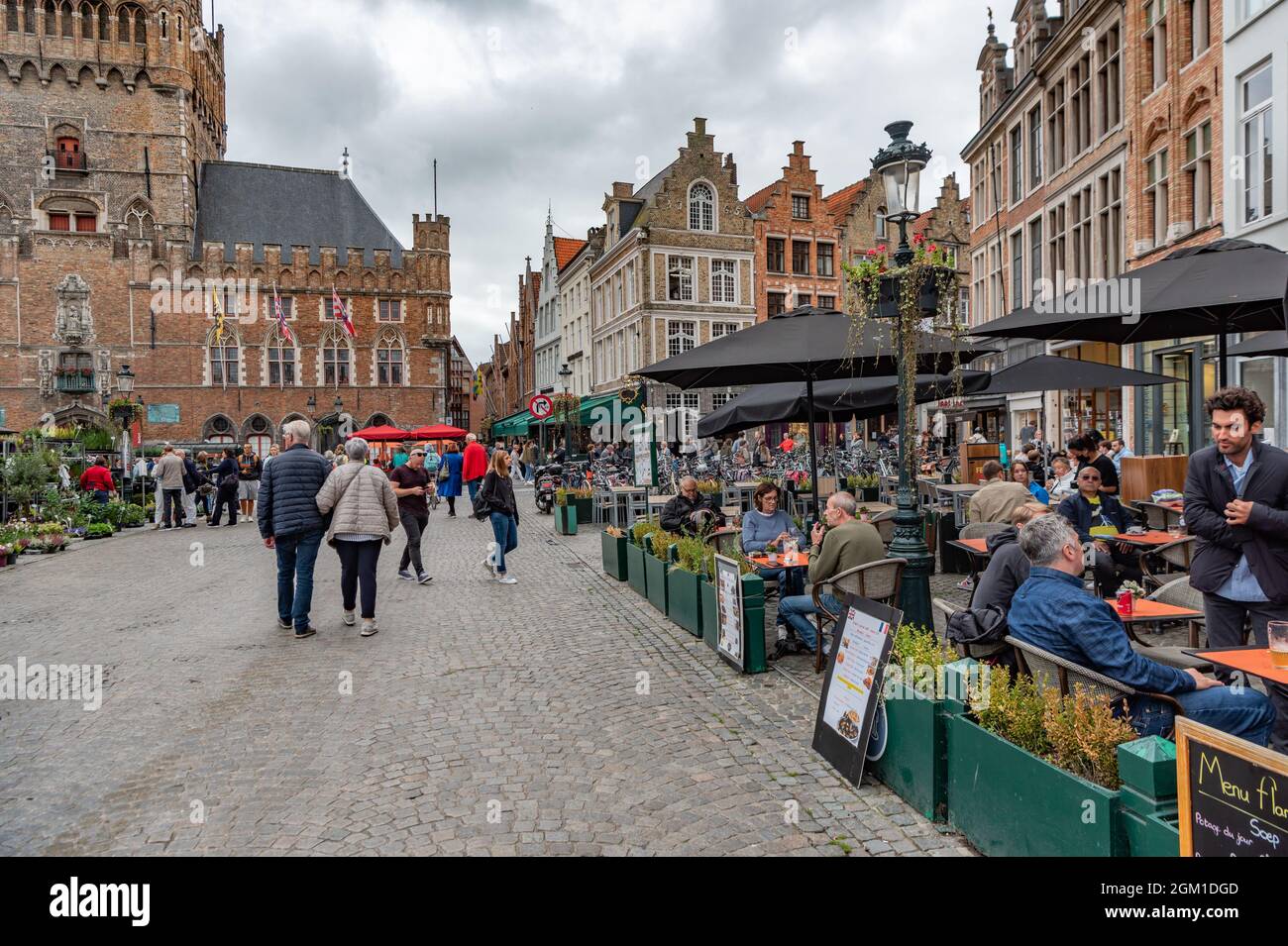 Market, Brugge-Bruges, Belgien Stockfoto