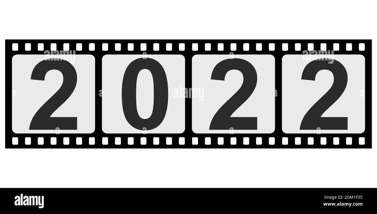 Banner 2022 glückliches neues Jahr Retro-Stil, Foto Film Folie Stock Vektor