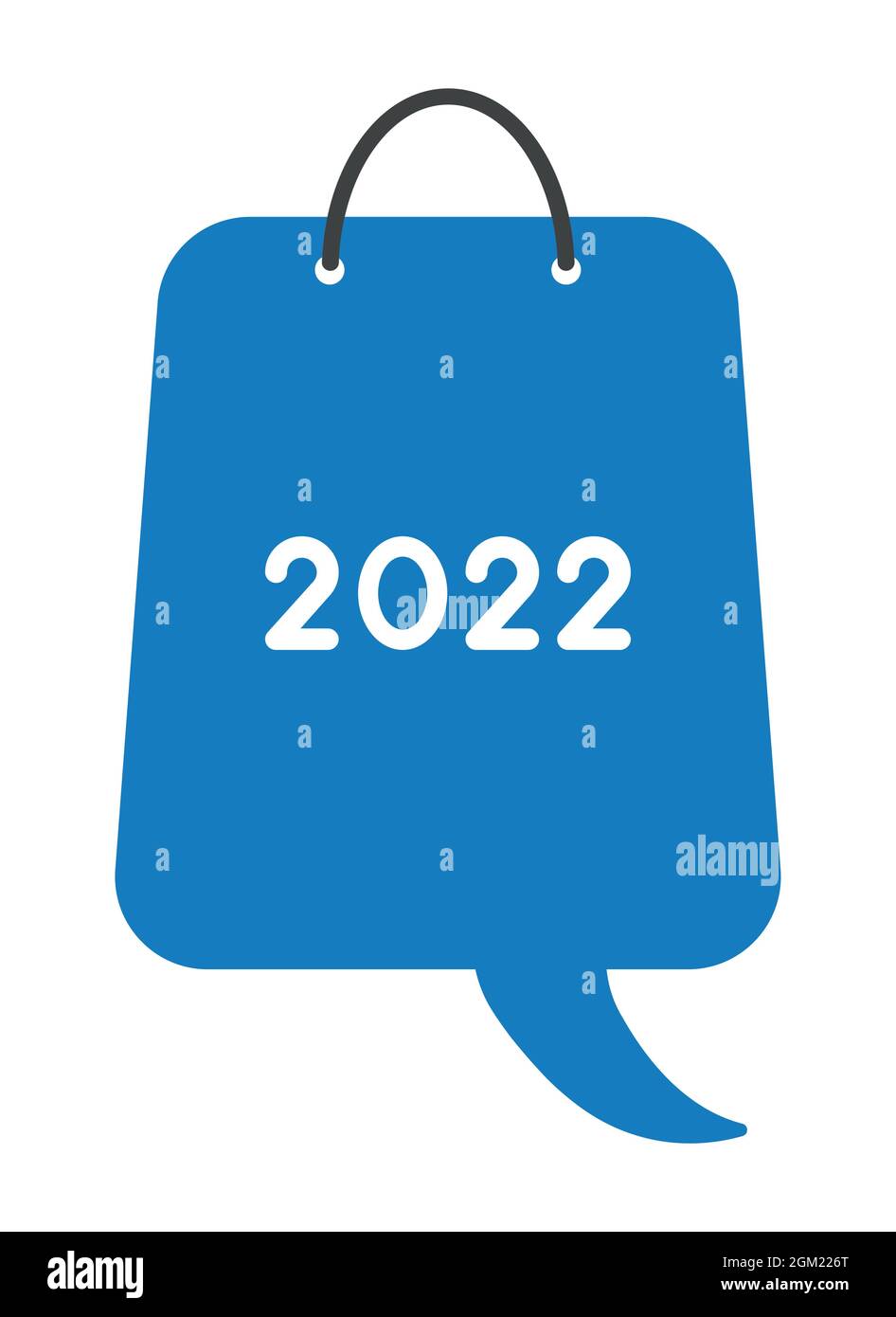 Neues Jahr 2022 Vektor-Konzept, Einkaufstasche Sprechblase. Flacher Style. Stock Vektor