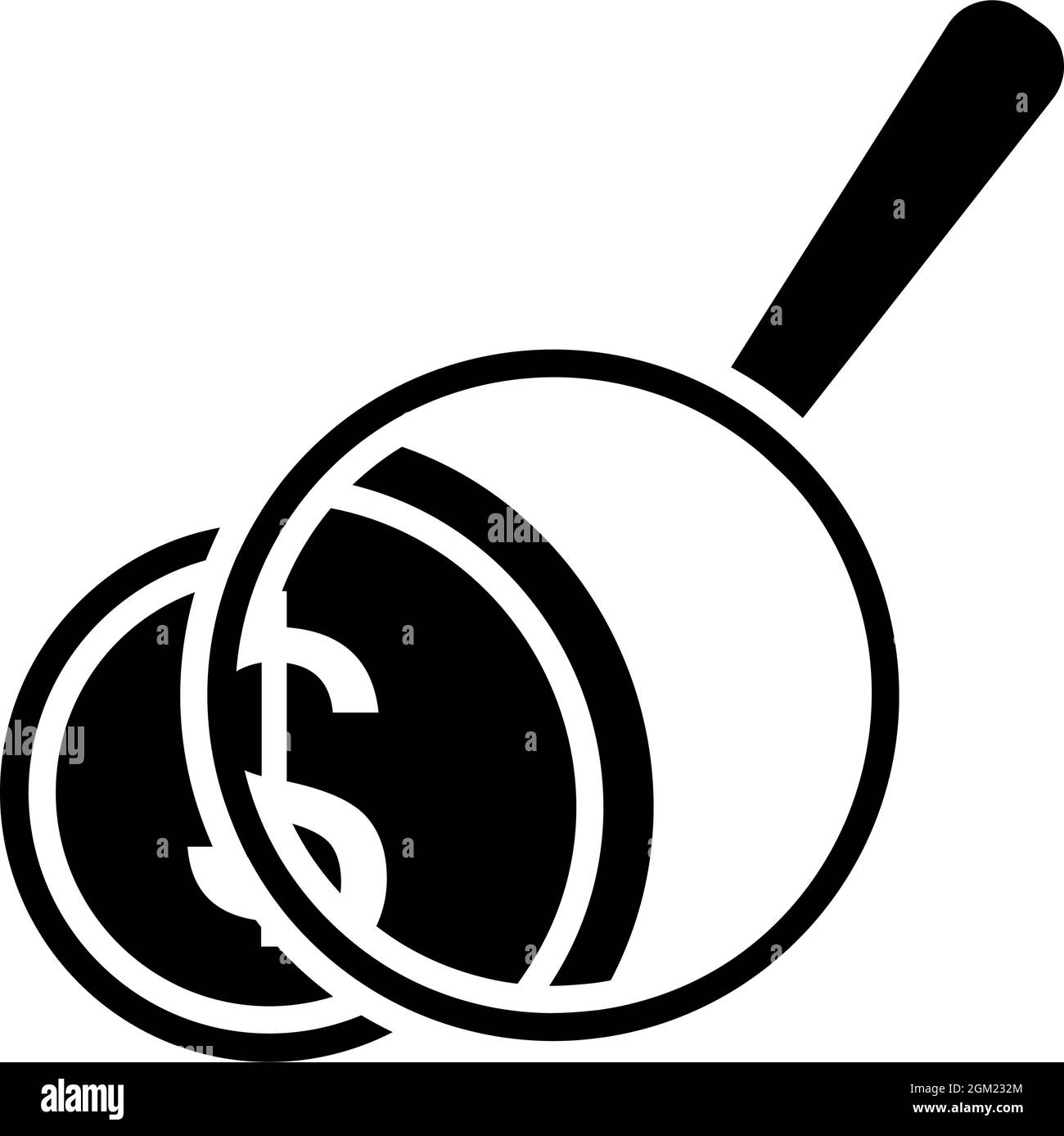 Symbol „Coins Stack“ Wird Vergrößert. Schwarzes Stencil-Design. Vektorgrafik. Stock Vektor