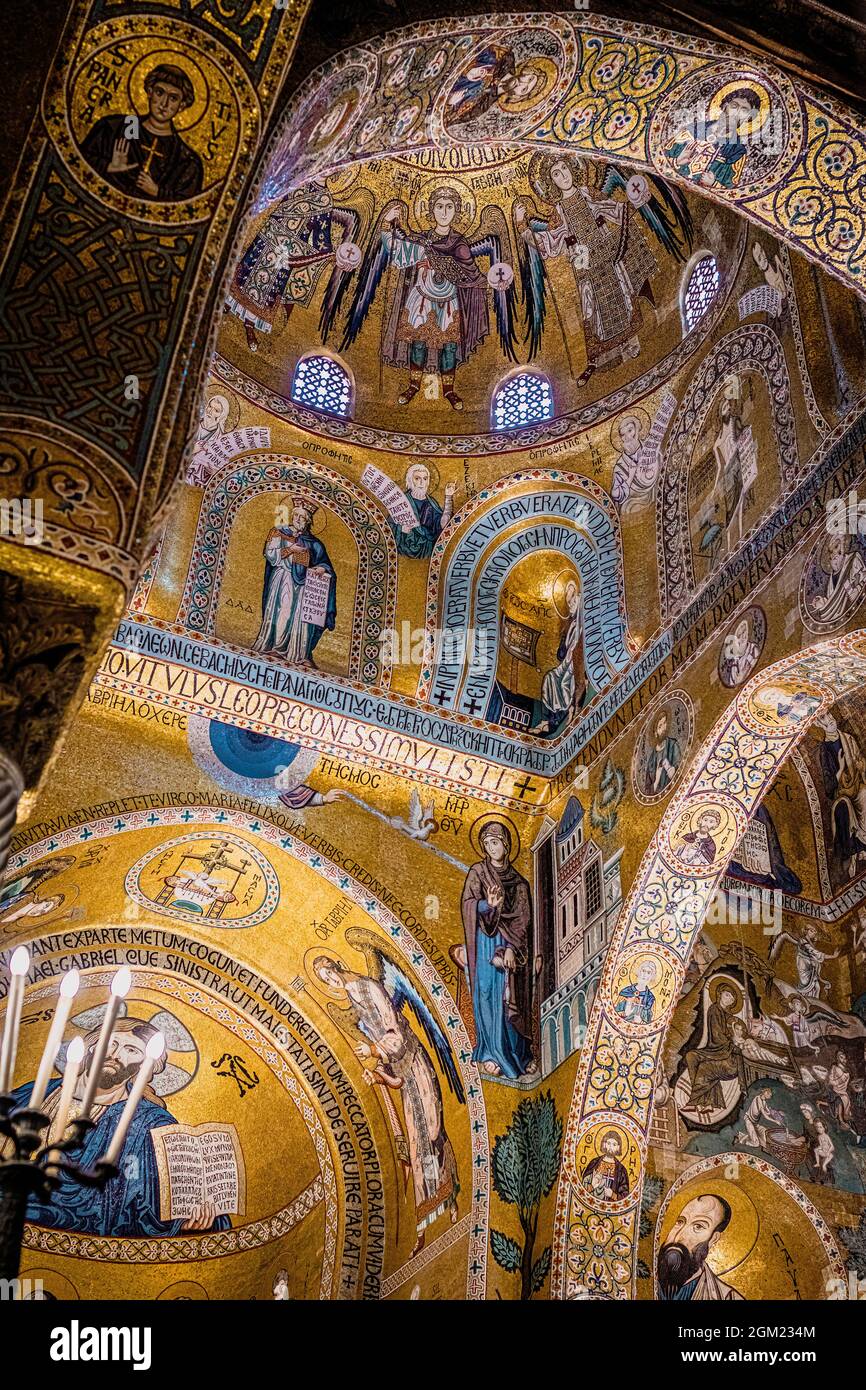 Innenraum der palatin-Kapelle in Palermo. Sizilien. Stockfoto