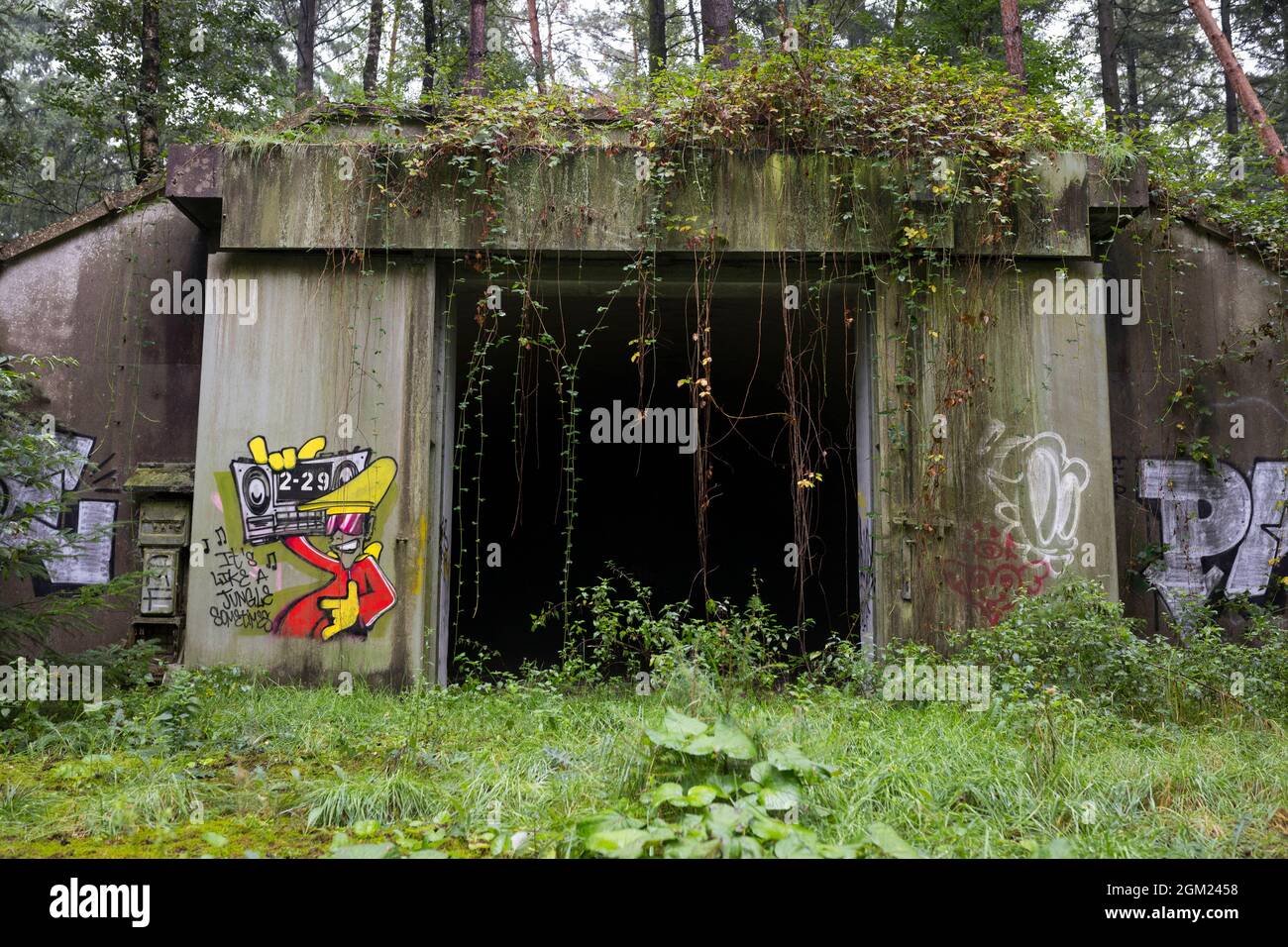Verlassene deutsche NATO-Munitionsbunker, die während des Kalten Krieges in Belgien verwendet wurden Stockfoto