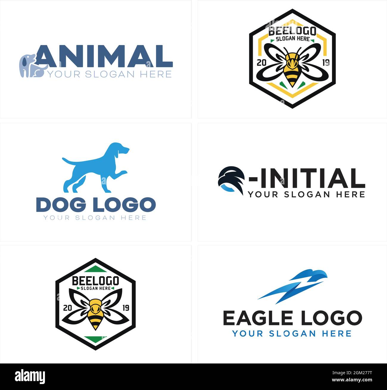 Tierhandlung Tier Biene Hund Adler Logo Design Stock Vektor