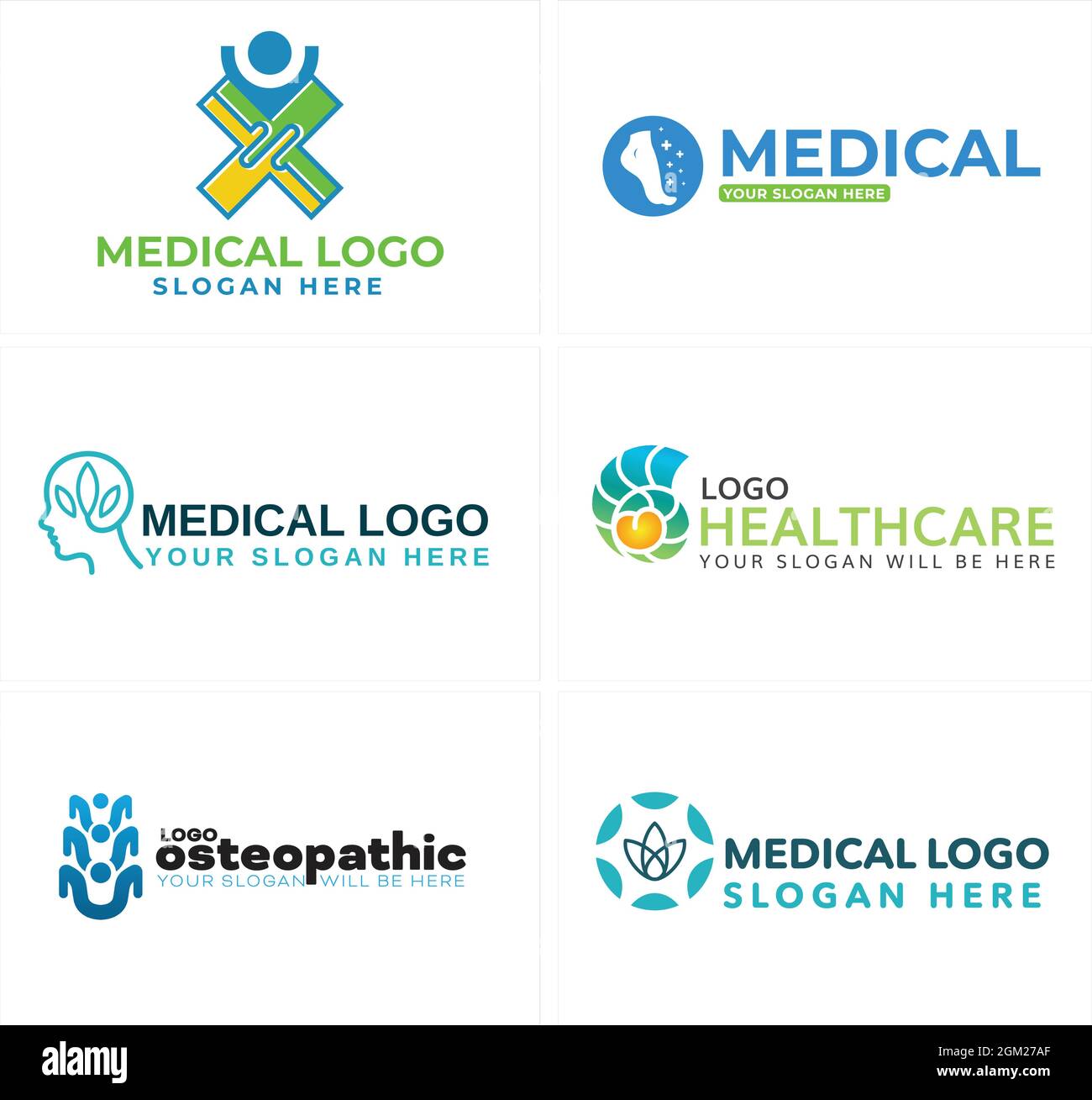 Medizinische Gesundheitsversorgung osteopathische Menschen Logo-Design Stock Vektor