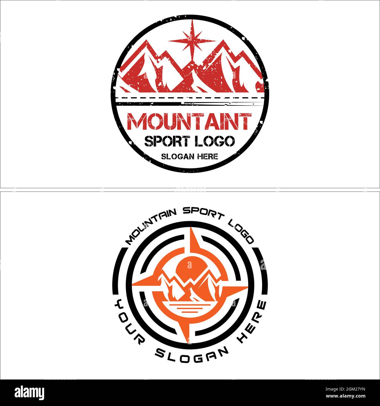 Sport Abenteuer Bergkompass Logo Design Stock Vektor