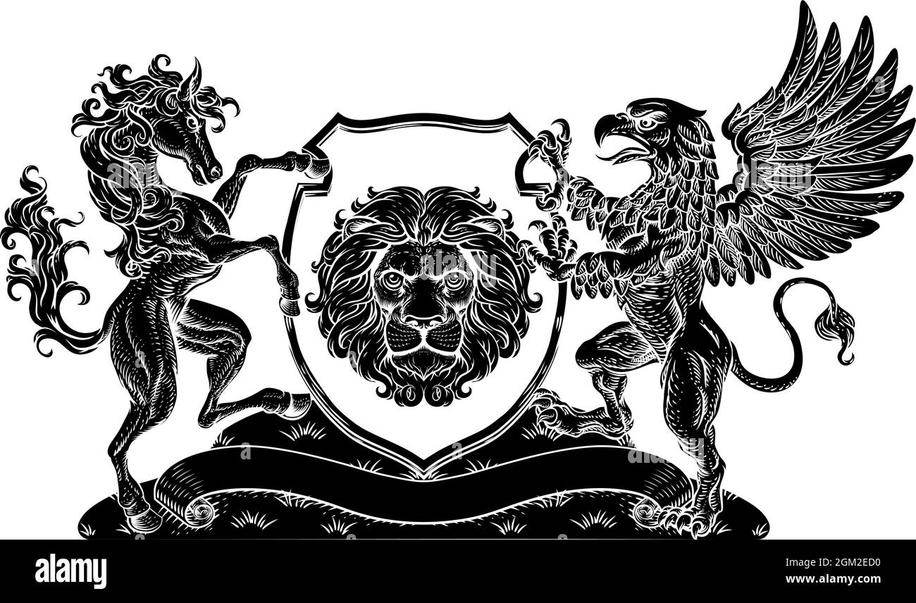 Wappen Wappen Wappen Schild der Familie Griffin Pferd Stock Vektor