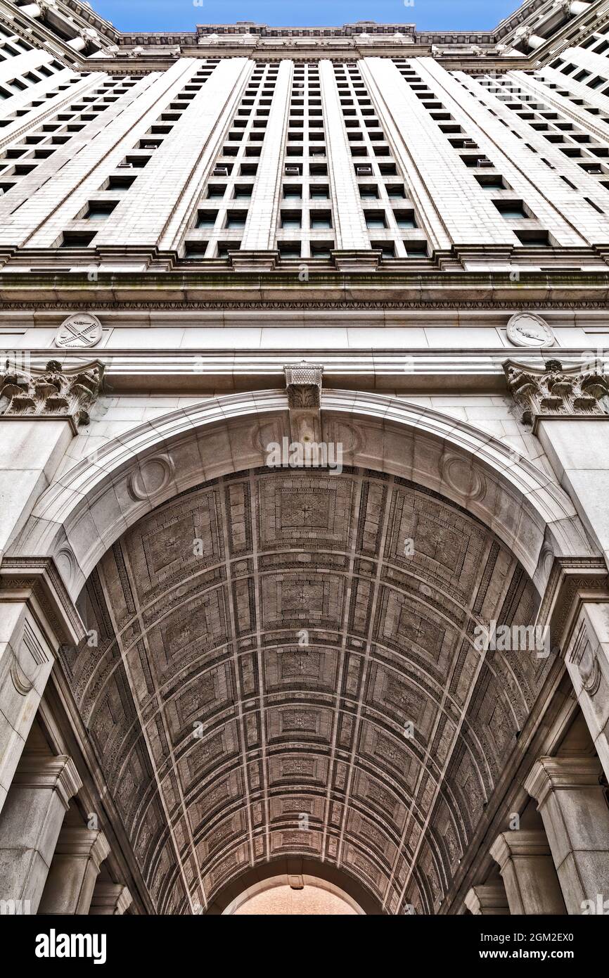 Municipal Building Manhattan NYC - Blick auf die Fassade von Manhattan, New York City Municipal Building. Die eklektische architektonische Detail-Stil o Stockfoto