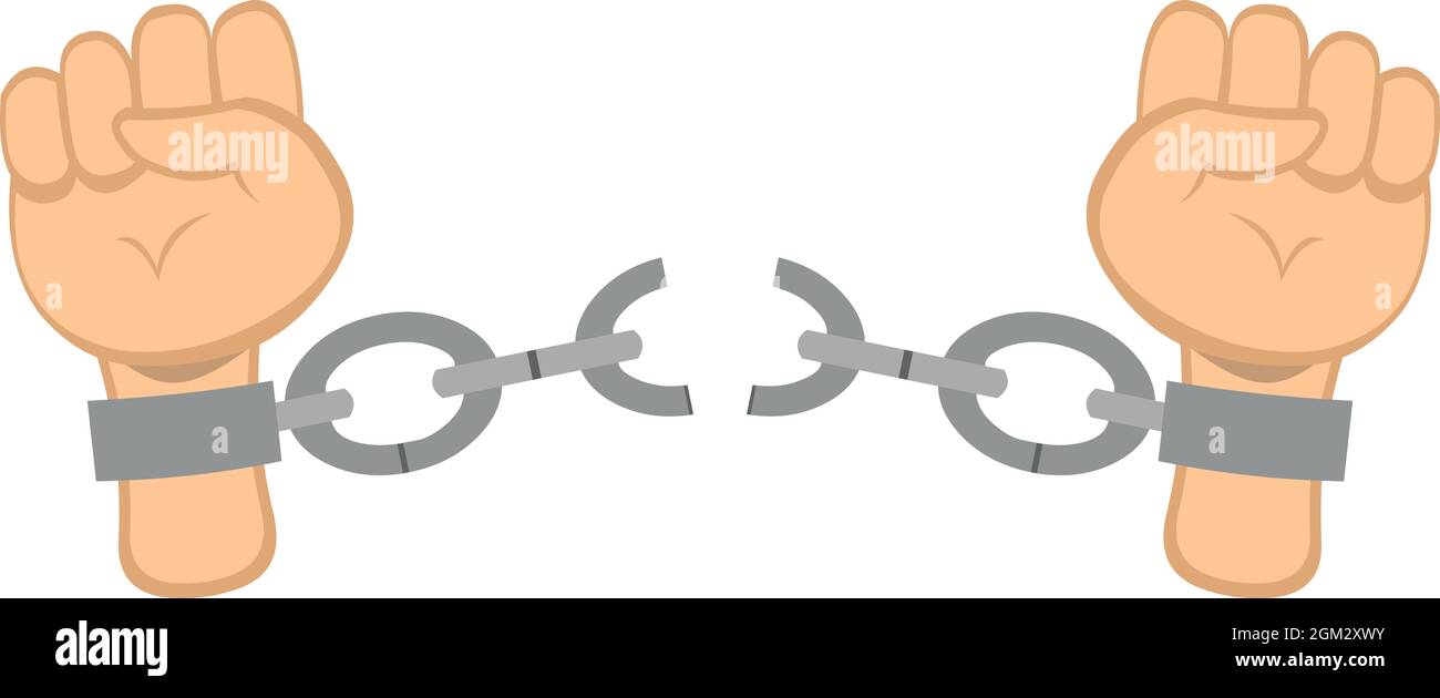 Vektordarstellung von Händen, die Ketten brechen Stock Vektor