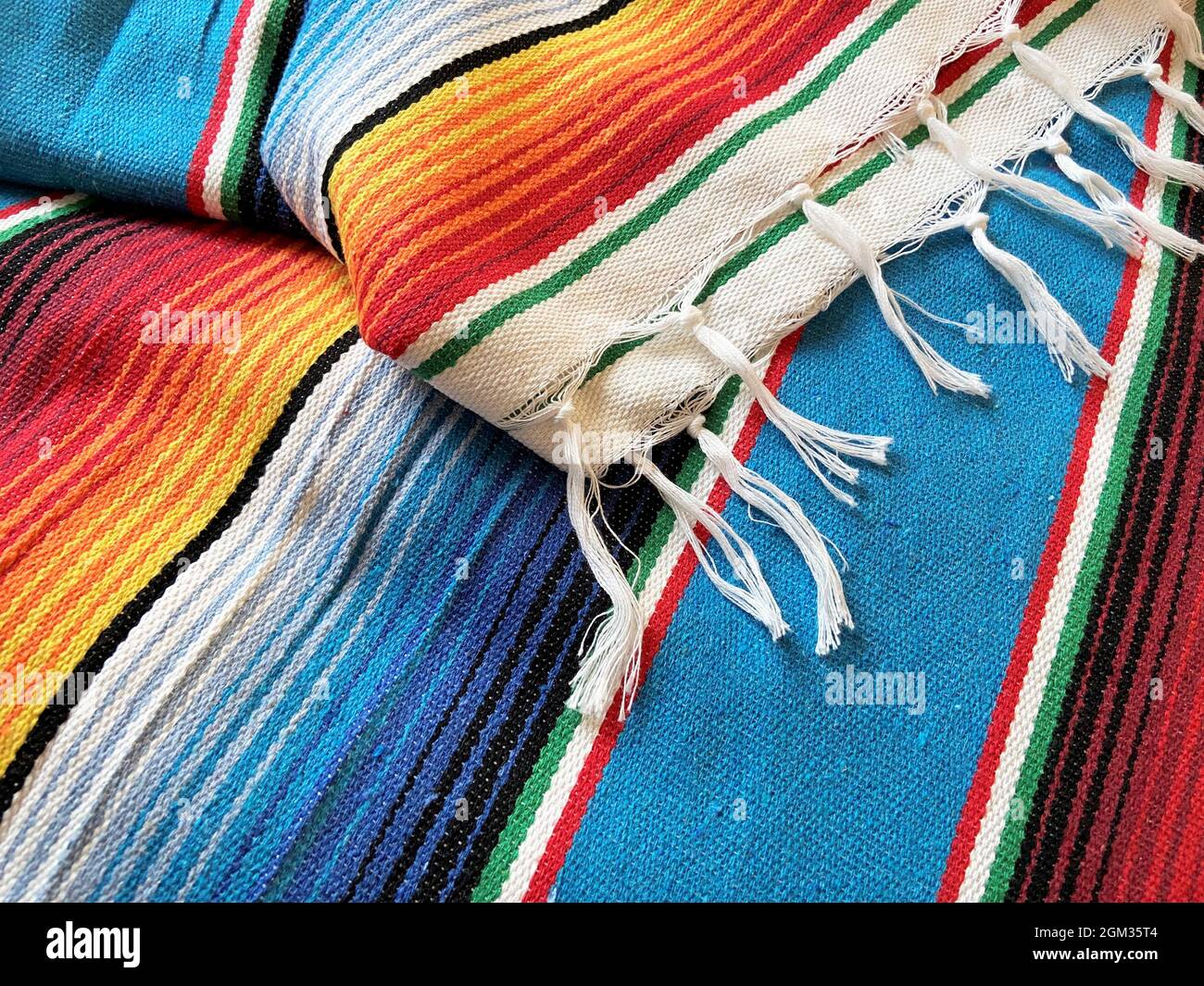Mexiko traditionelle Handwerk Textil, Poncho mexikanischen cinco de Mayo Teppich Decke Serape Fiesta traditionellen Mexiko Stockfoto