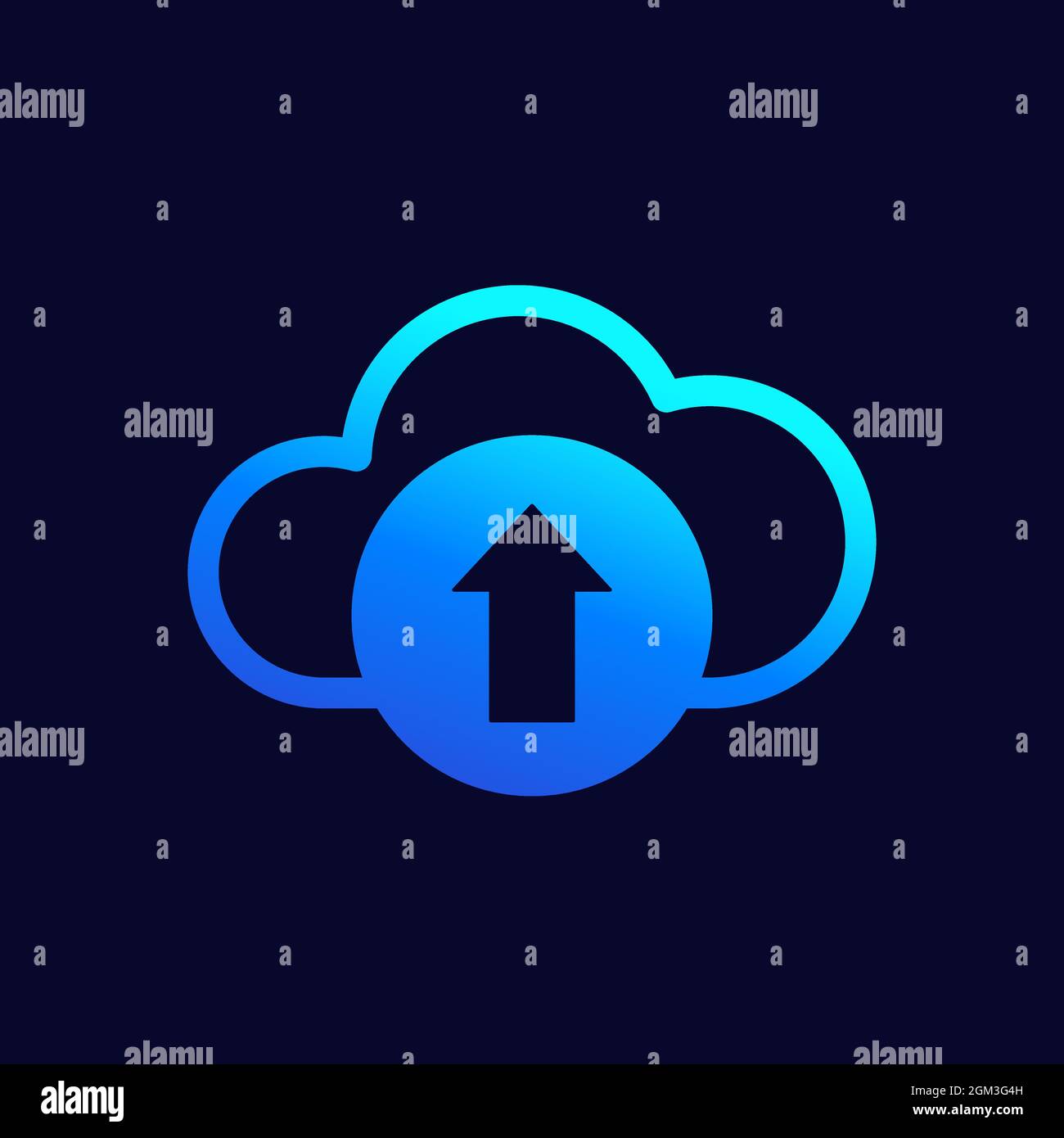 Upload-Symbol mit einem Cloud-, Vektor-Design Stock Vektor