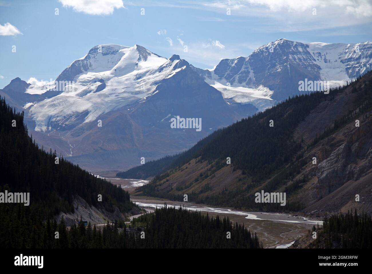 Der majestätische Athabasca-Gletscher vom Aussichtspunkt Icefield Skywalk in den kanadischen Rockies Stockfoto