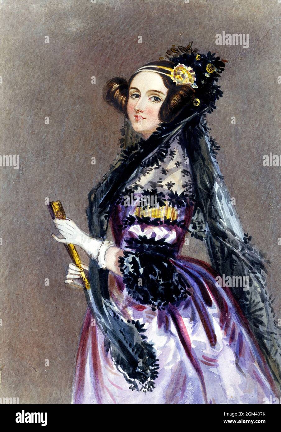 Ada Lovelace. Porträt von Augusta Ada King-Noel, Gräfin von Lovelace (geb. Byron; 1815-1852), anonym, Aquarell, 1840 Stockfoto