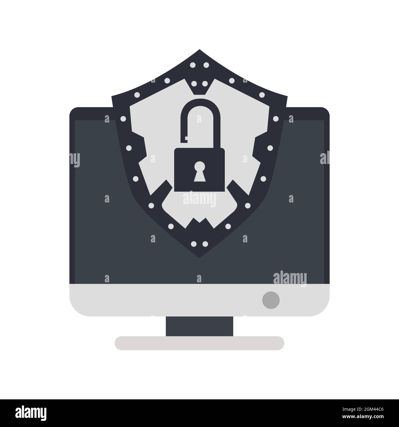 Computer Monitor elektronischen Bildschirm Symbol Vektor Illustration Design. PC-Geräte, Büromonitor und Business-Computer, weiß isoliert. Desktop m Stock Vektor