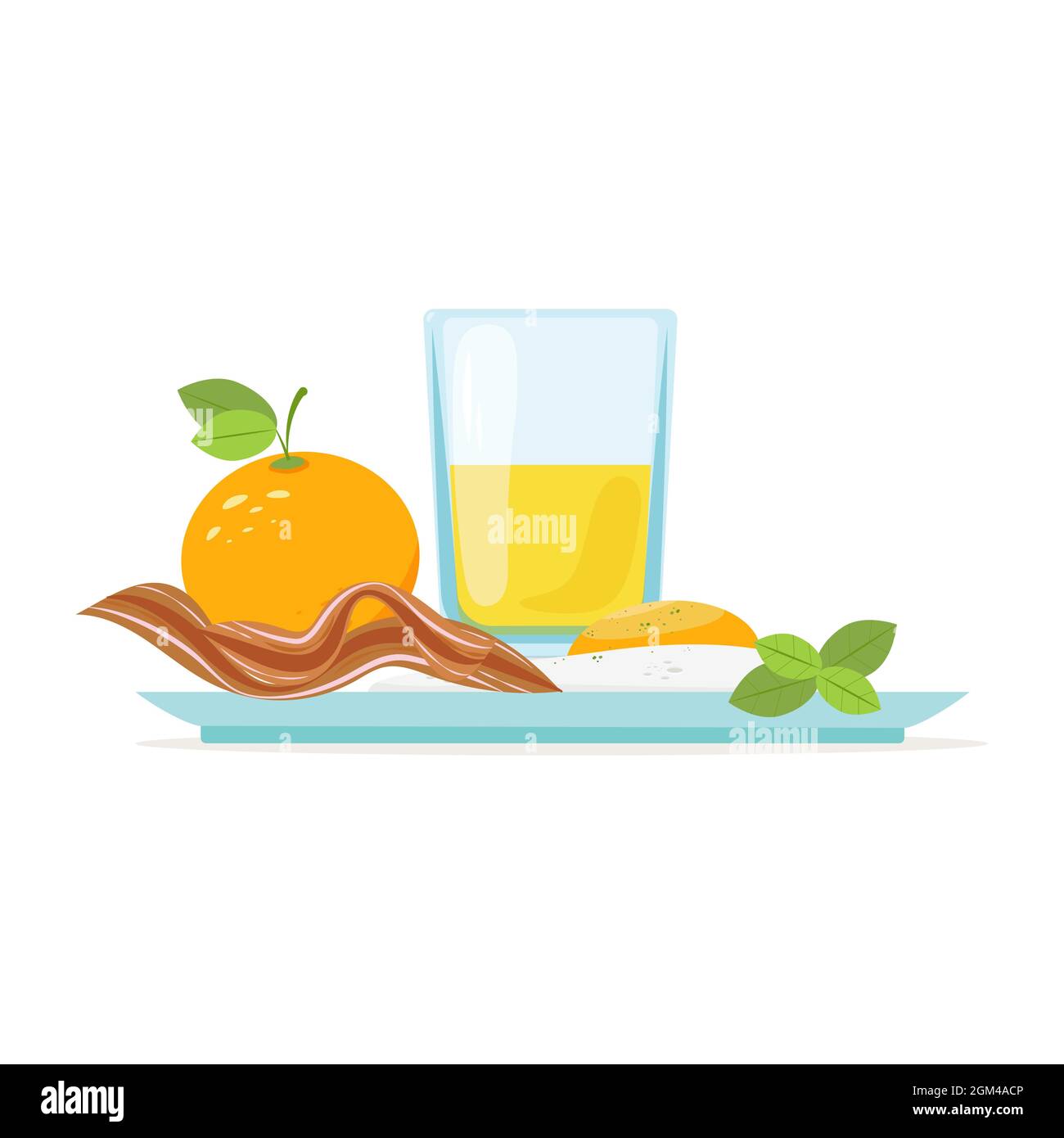 Gesundes und nahrhaftes Frühstück, Essen, Vektor-Illustration im flachen Stil Stock Vektor