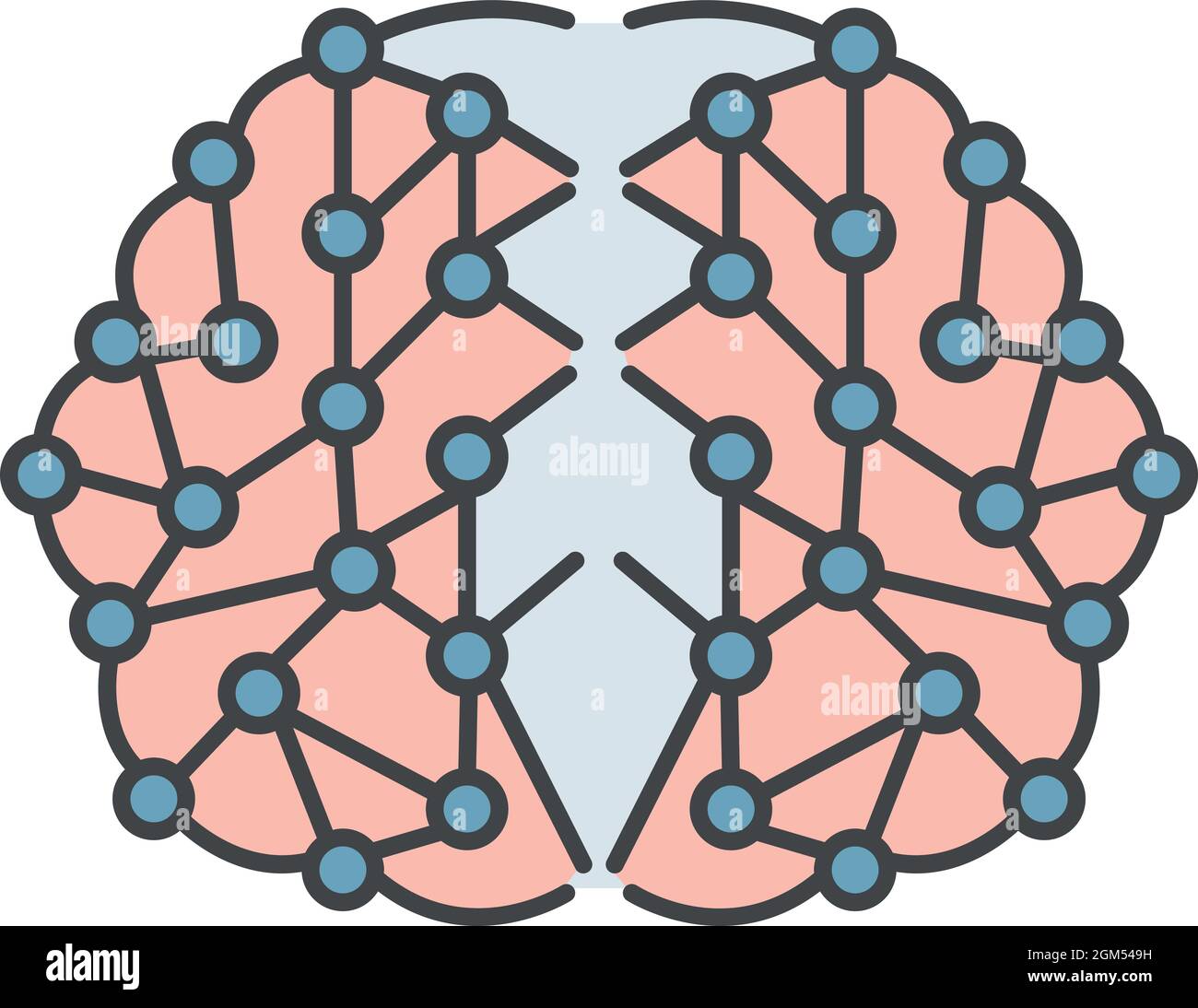 Symbol für künstliches Gehirn. Umriss künstliche Gehirn Vektor Symbol Farbe flach isoliert auf weiß Stock Vektor