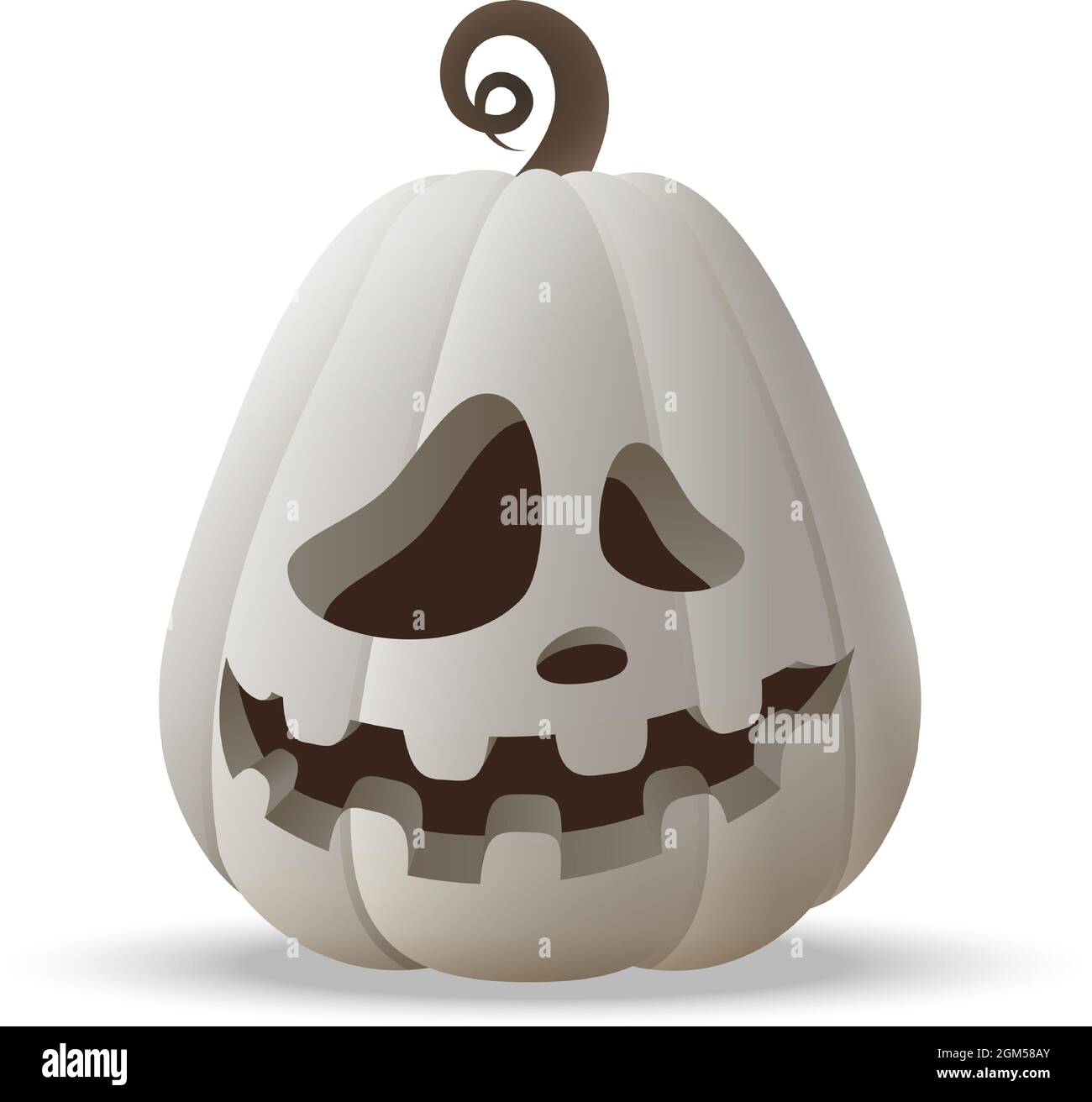 Halloween Jack O Laterne weißer Kürbis mit witzigem Gesichtsausdruck - isoliert auf transparentem Hintergrund Stock Vektor