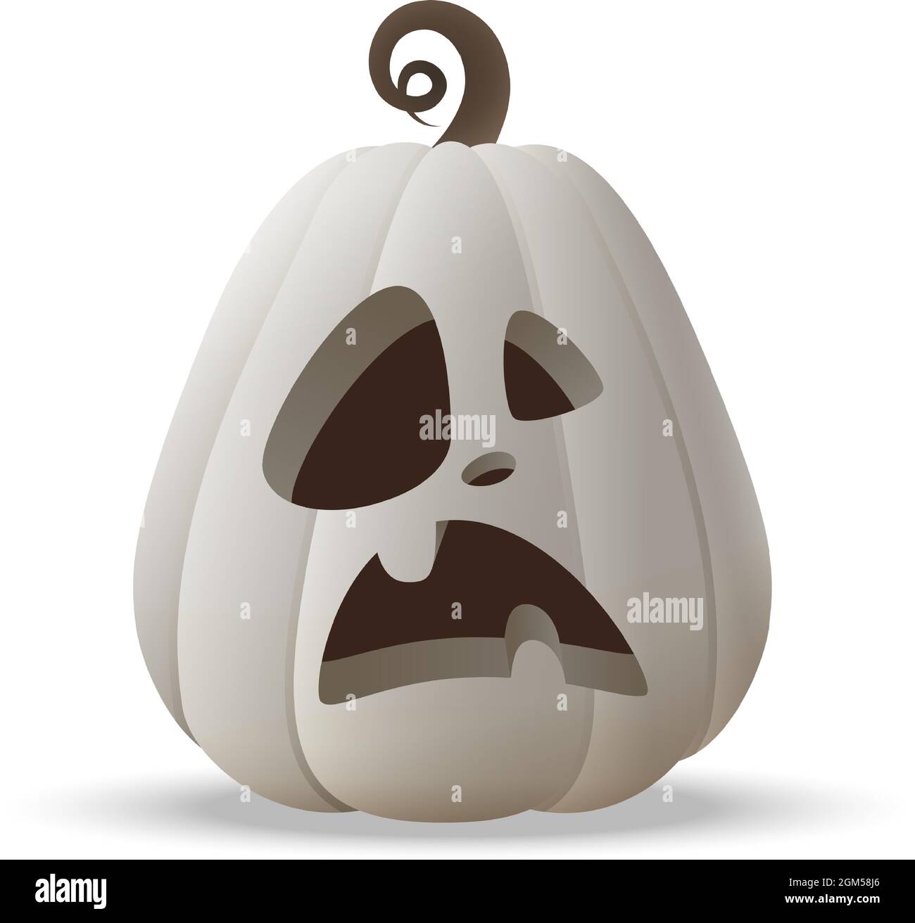 Halloween Jack O Laterne weißer Kürbis mit witzigem Gesichtsausdruck - isoliert auf transparentem Hintergrund Stock Vektor