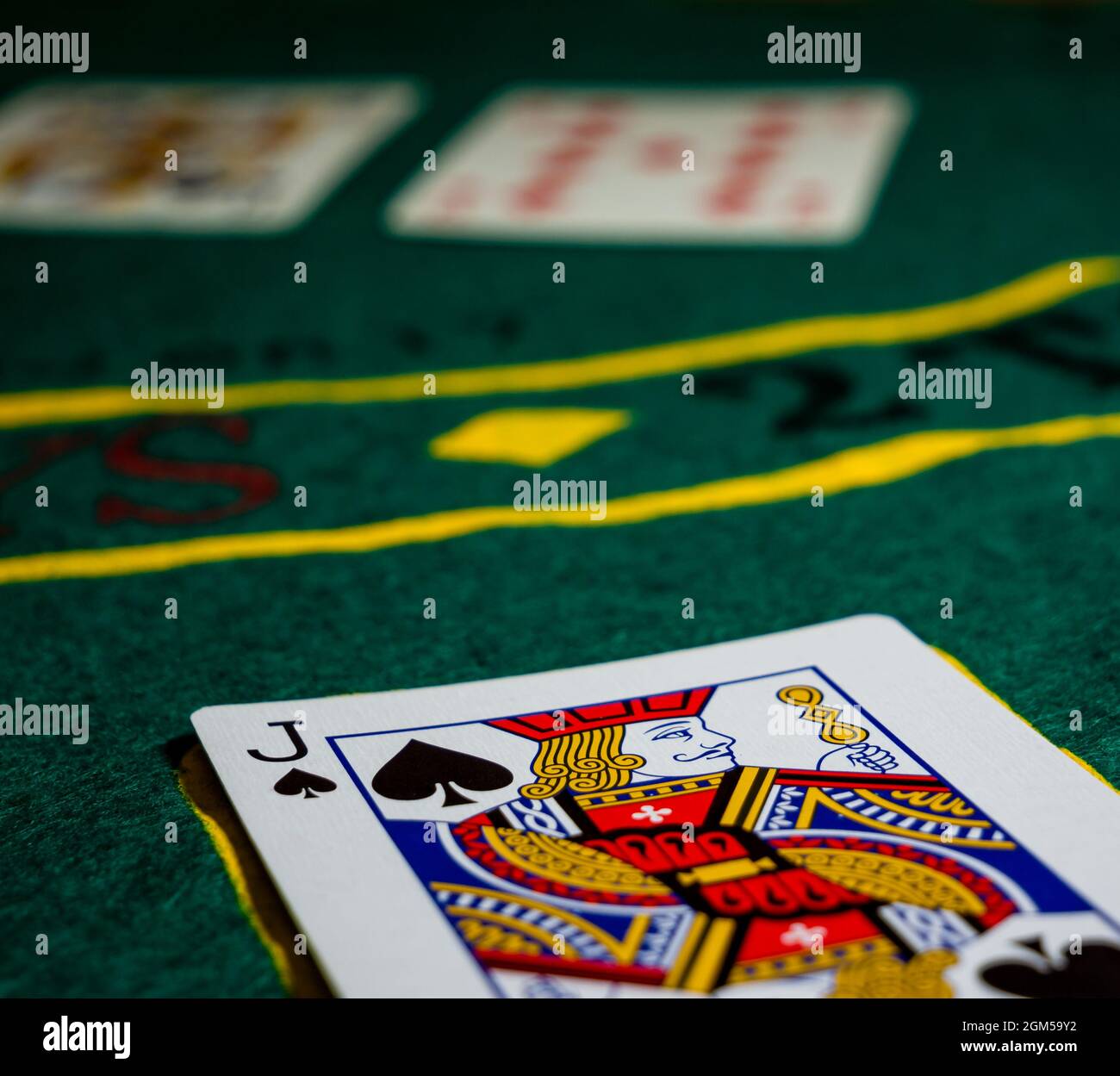 Karten mit Pik-Bube, texas Holdem Stockfoto