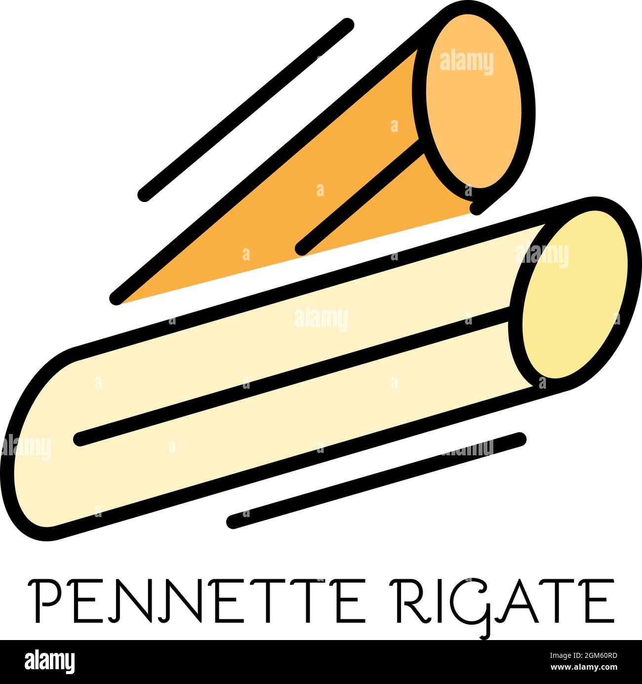 Pennette Rigate-Symbol. Kontur Pennette Rigate Vektor Symbol Farbe flach isoliert auf weiß Stock Vektor