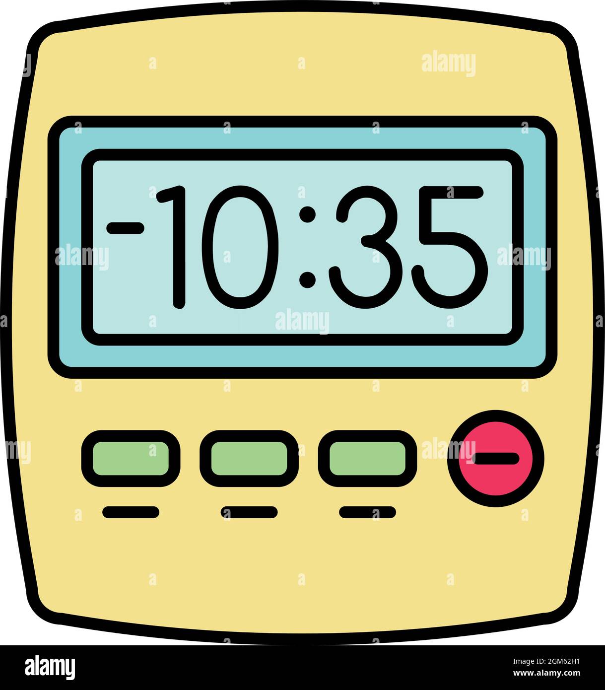 Timer-Symbol für Küche. Umriss Uhr Küche Timer Vektor Symbol Farbe flach isoliert auf weiß Stock Vektor