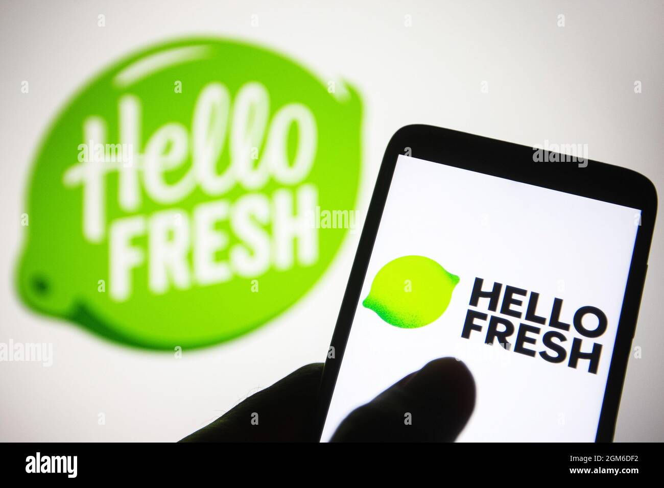Ukraine. September 2021. In dieser Abbildung ist ein HelloFresh-Logo auf einem Smartphone zu sehen. (Foto von Pavlo Gonchar/SOPA Images/Sipa USA) Quelle: SIPA USA/Alamy Live News Stockfoto