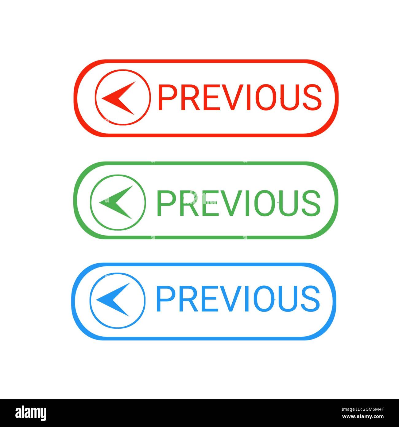 Schaltflächen „Weiter“ und „Zurück“ für das Web-Symbol, grün, weißer Hintergrund Stockfoto