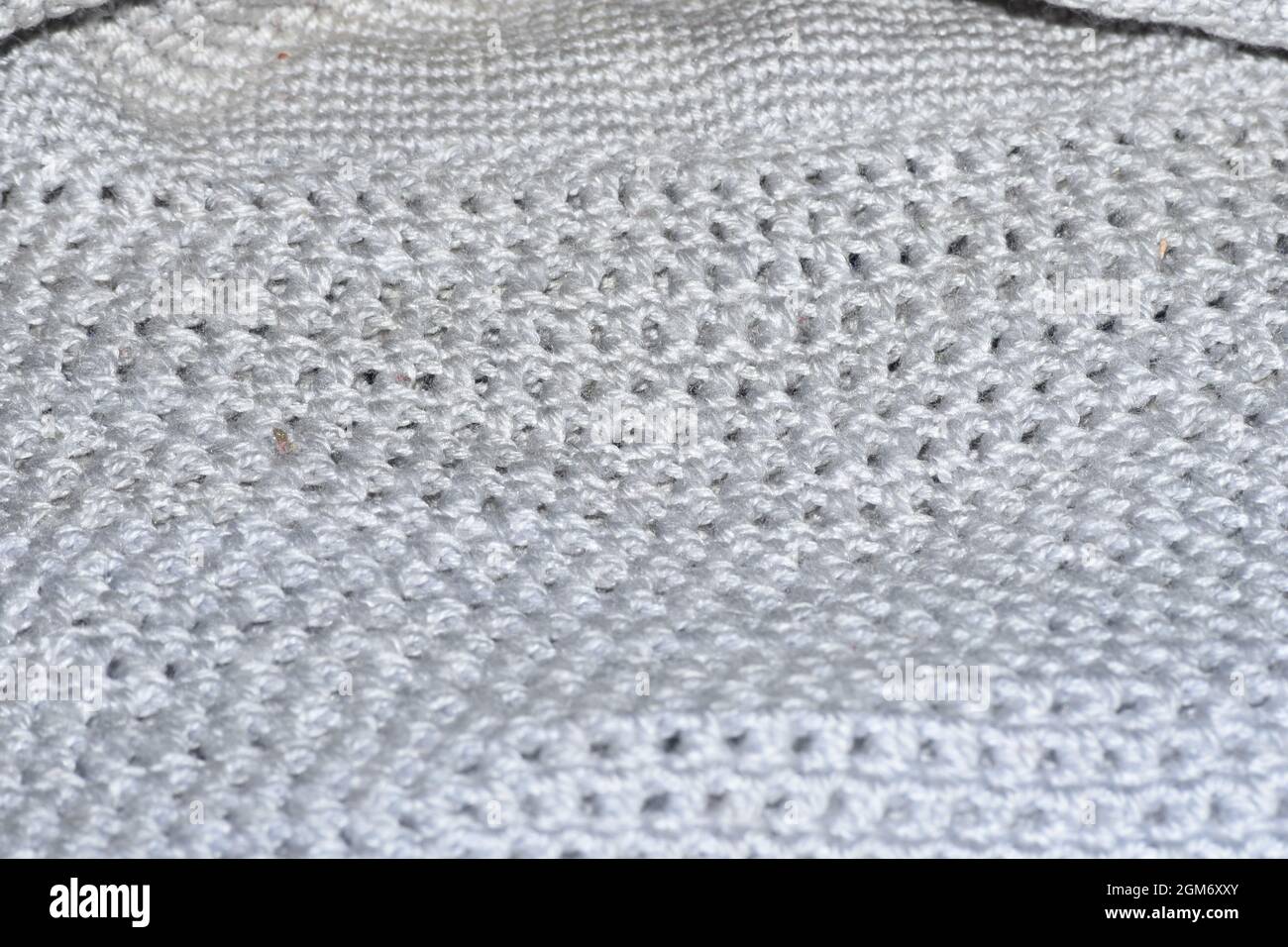 Graue Wollstruktur mit selektiver Makroaufnahme Stockfoto