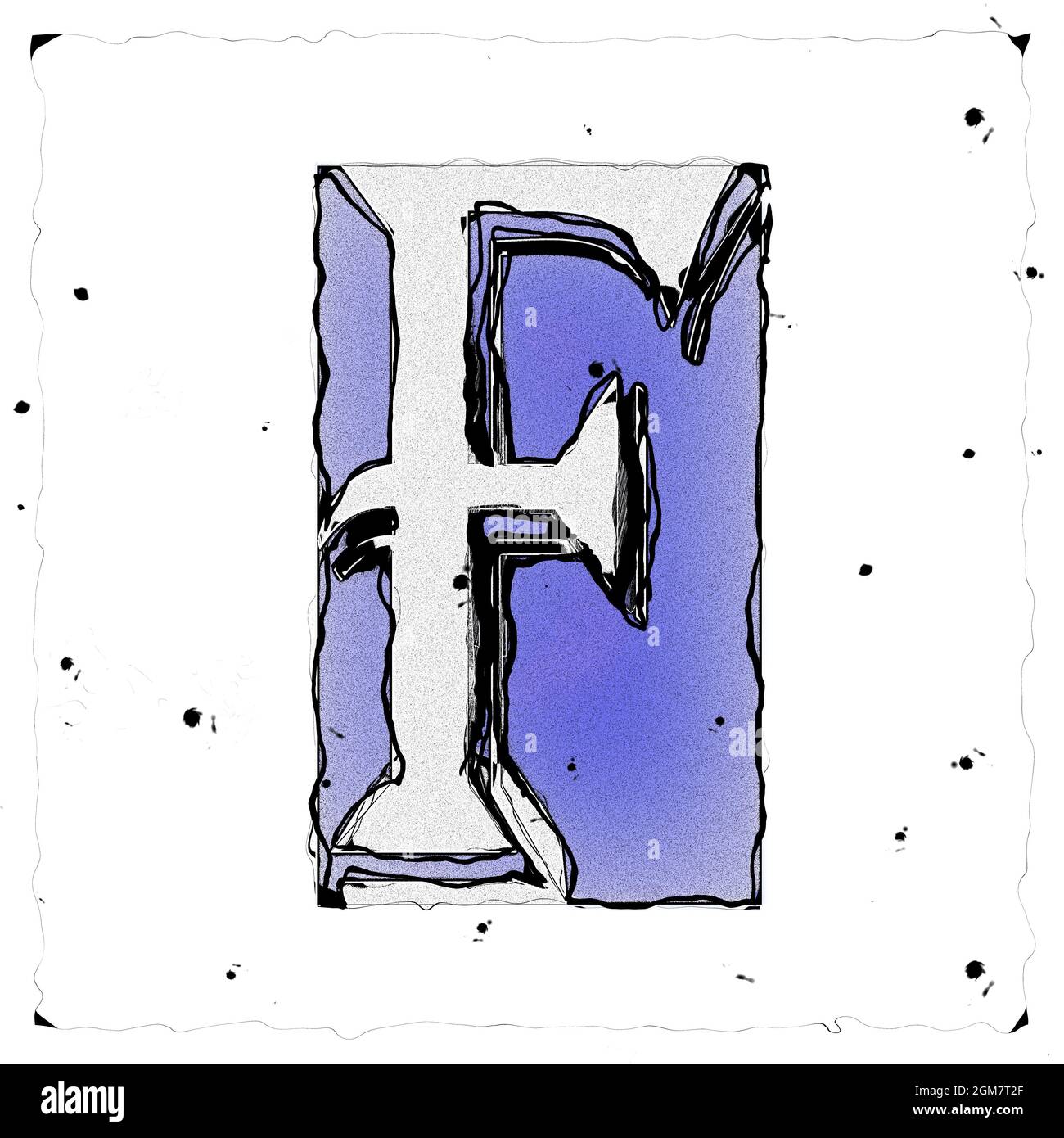 Monogramm des Großbuchstaben F , Entwurf und Zeichnung Stockfoto