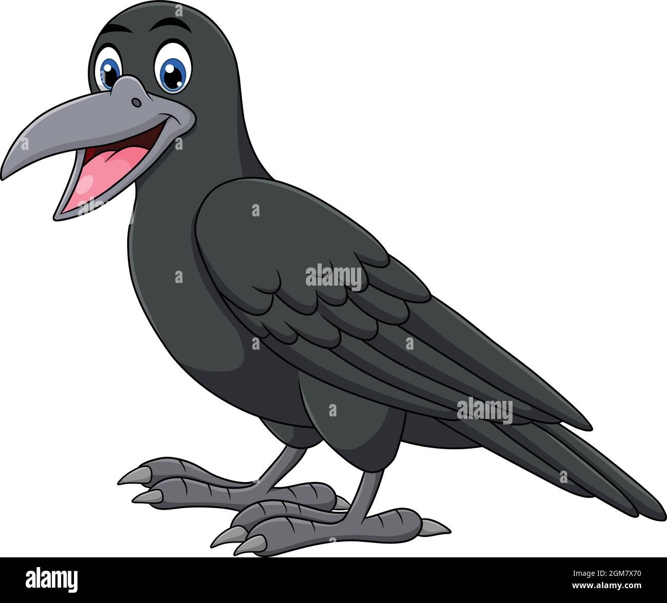 Cute Crow Vogel Cartoon Vektor Illustration Stock Vektor