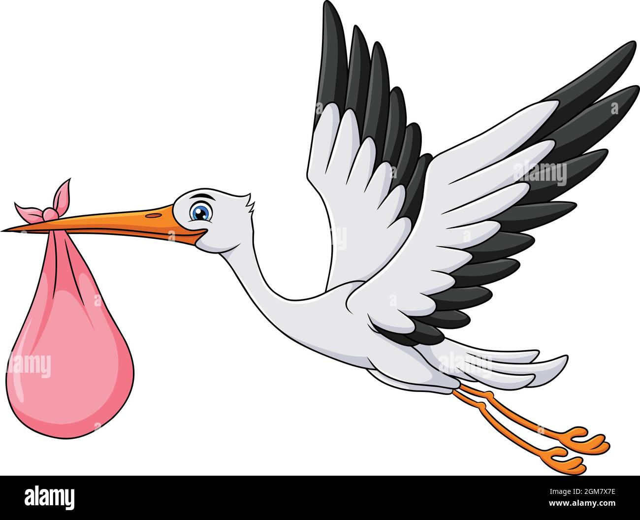 Niedliche Stork Tragetasche Cartoon Vektor Illustration Stock Vektor