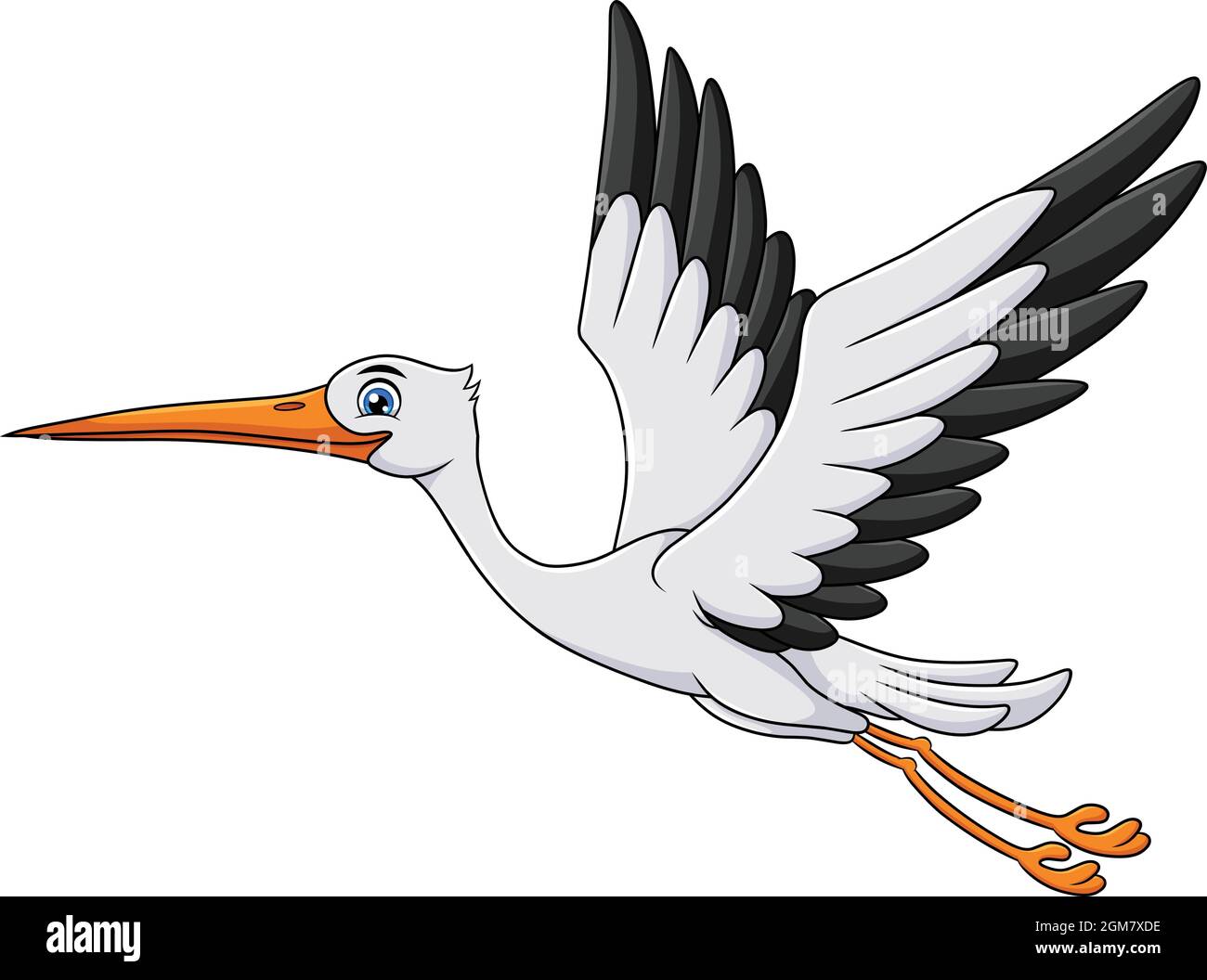 Niedliche Storch Vogel Cartoon Vektor Illustration Stock Vektor