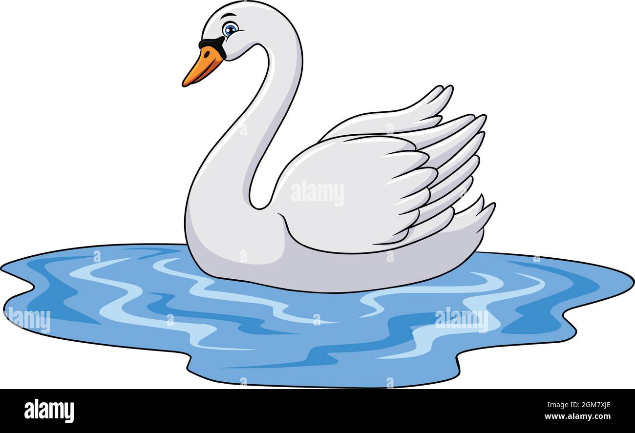 Cute Swan Cartoon Vogel Vektor Illustration Stock Vektor