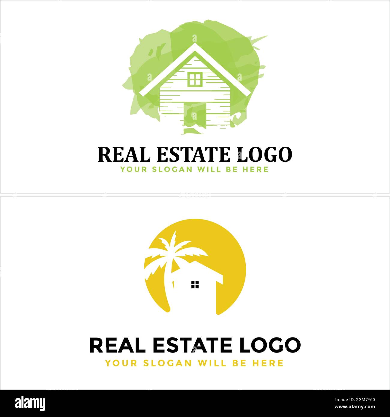 Immobilien-Haus Palme Logo-Design Stock Vektor