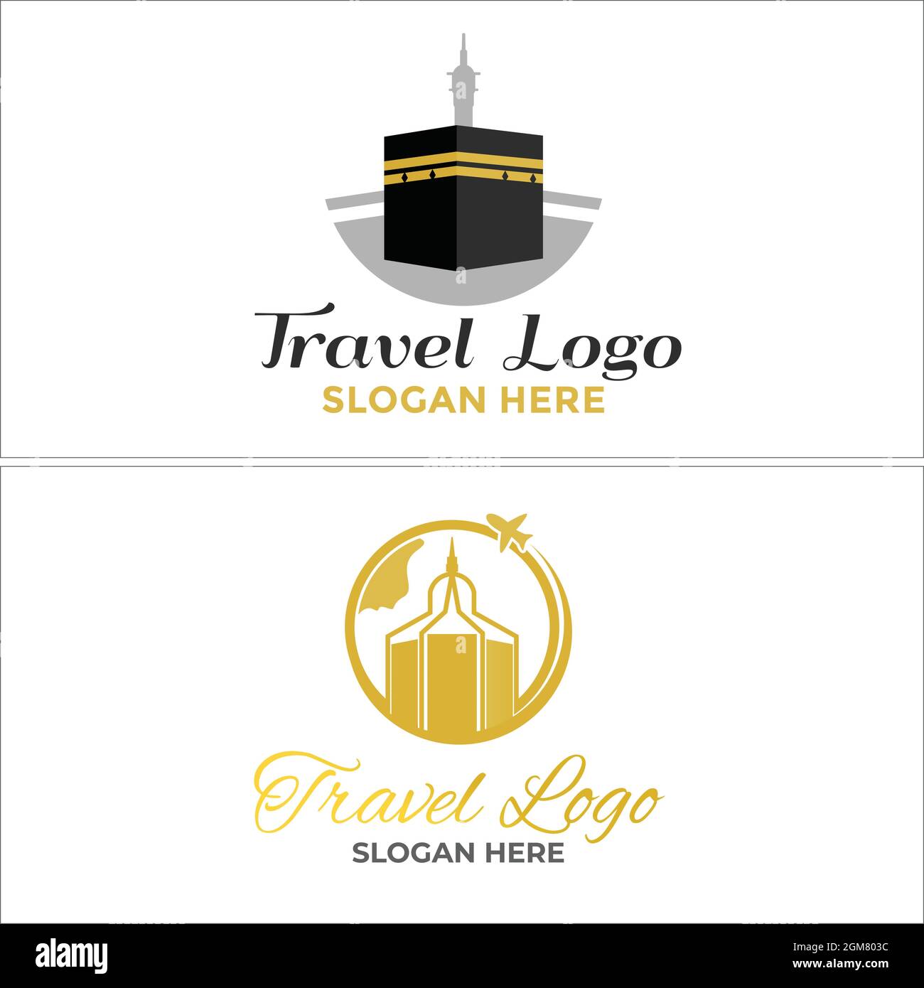 Travel hajj Kaaba Logo Design Stock Vektor